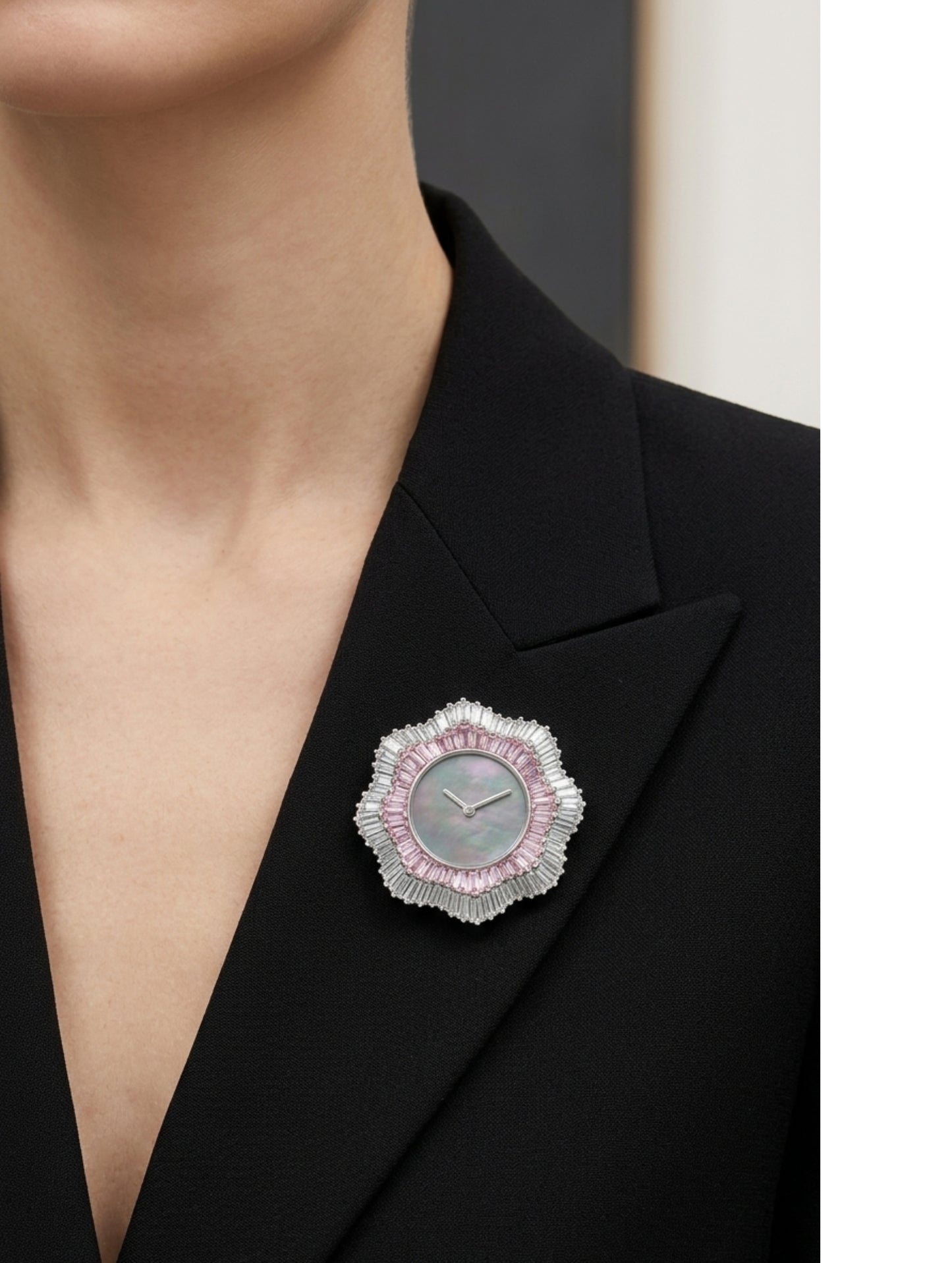 Radiant Petal Timepiece Brooch