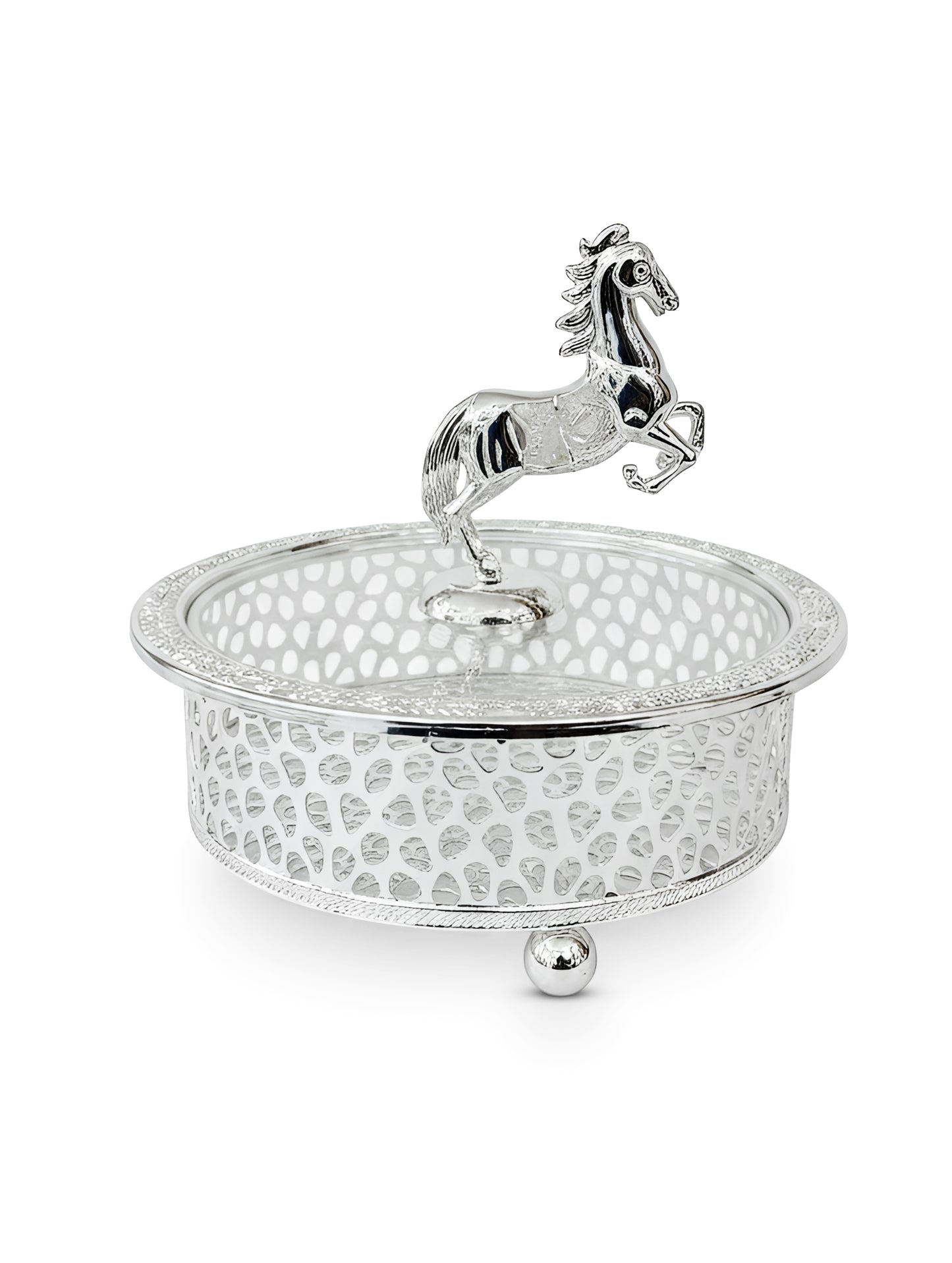 Silver  Coated Stallion Keepsake Tray