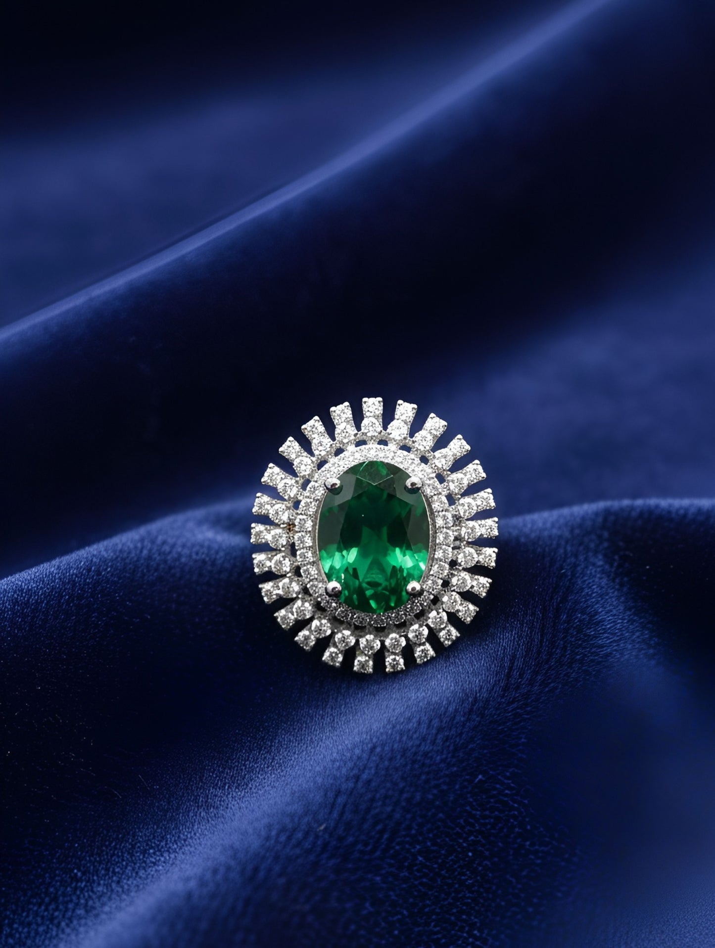 Premium Sunburst Halo Cocktail Ring