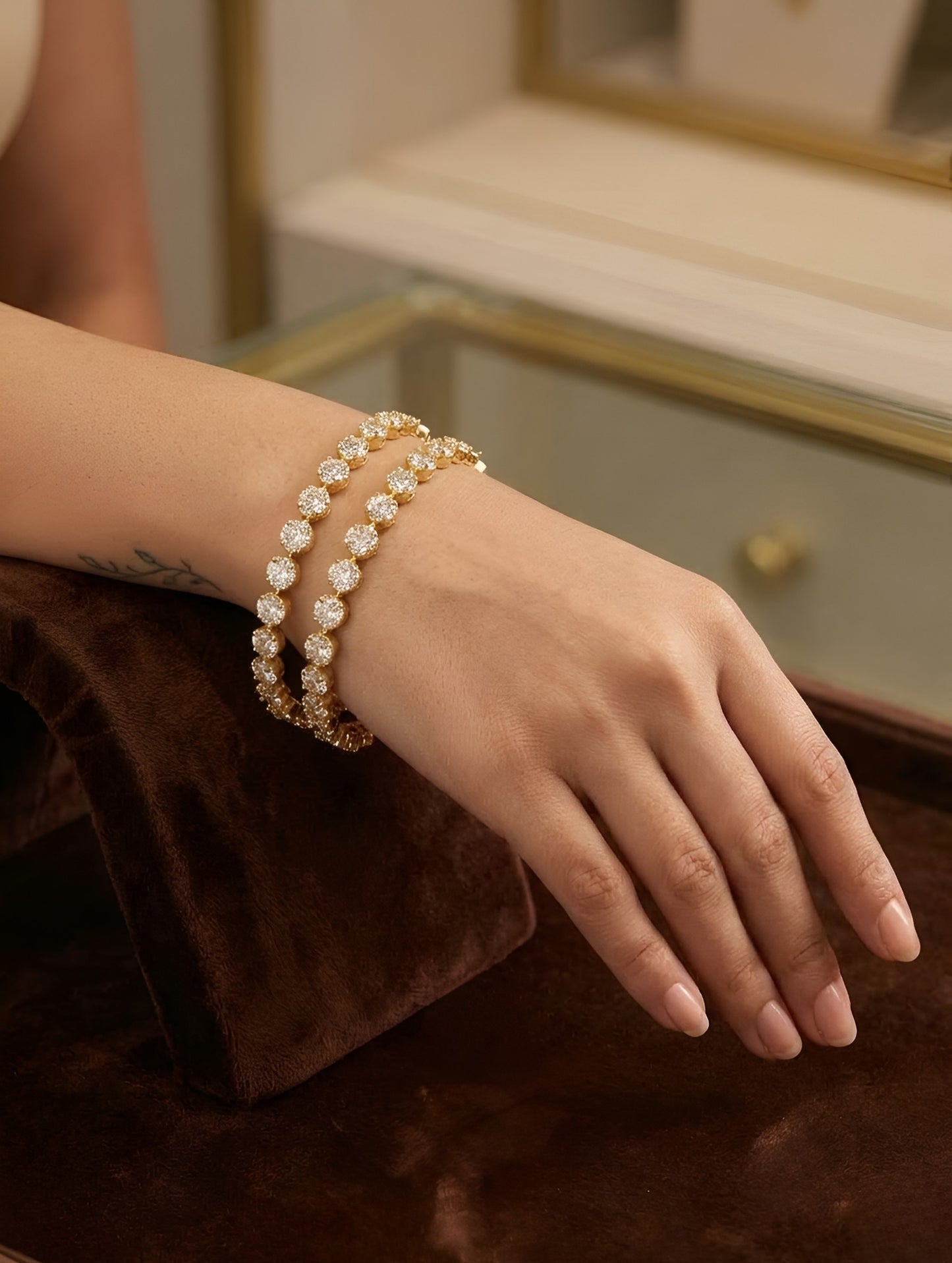Nazakat  Teardrop Elegance Gold Bangles