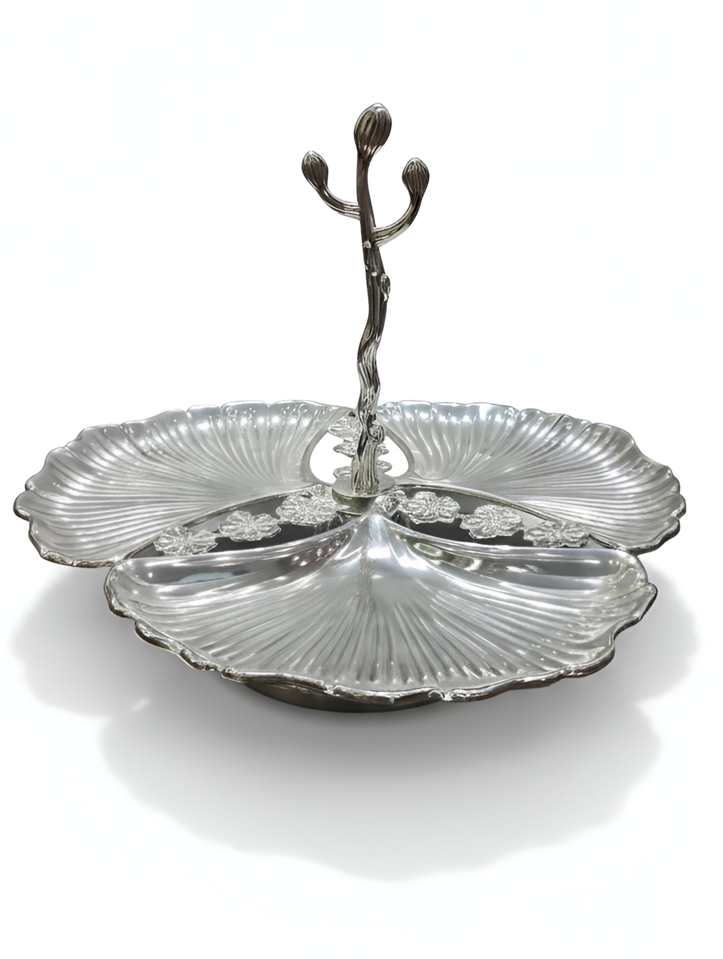 Silver Coated  Elite Floral Table Server