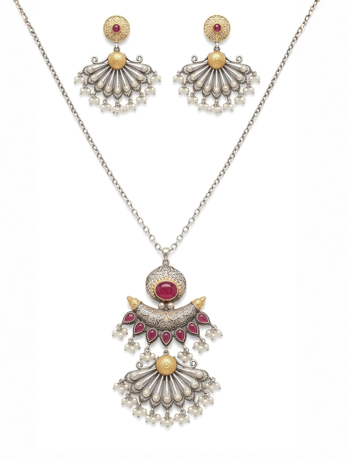 Nayab Ruby Fan Necklace