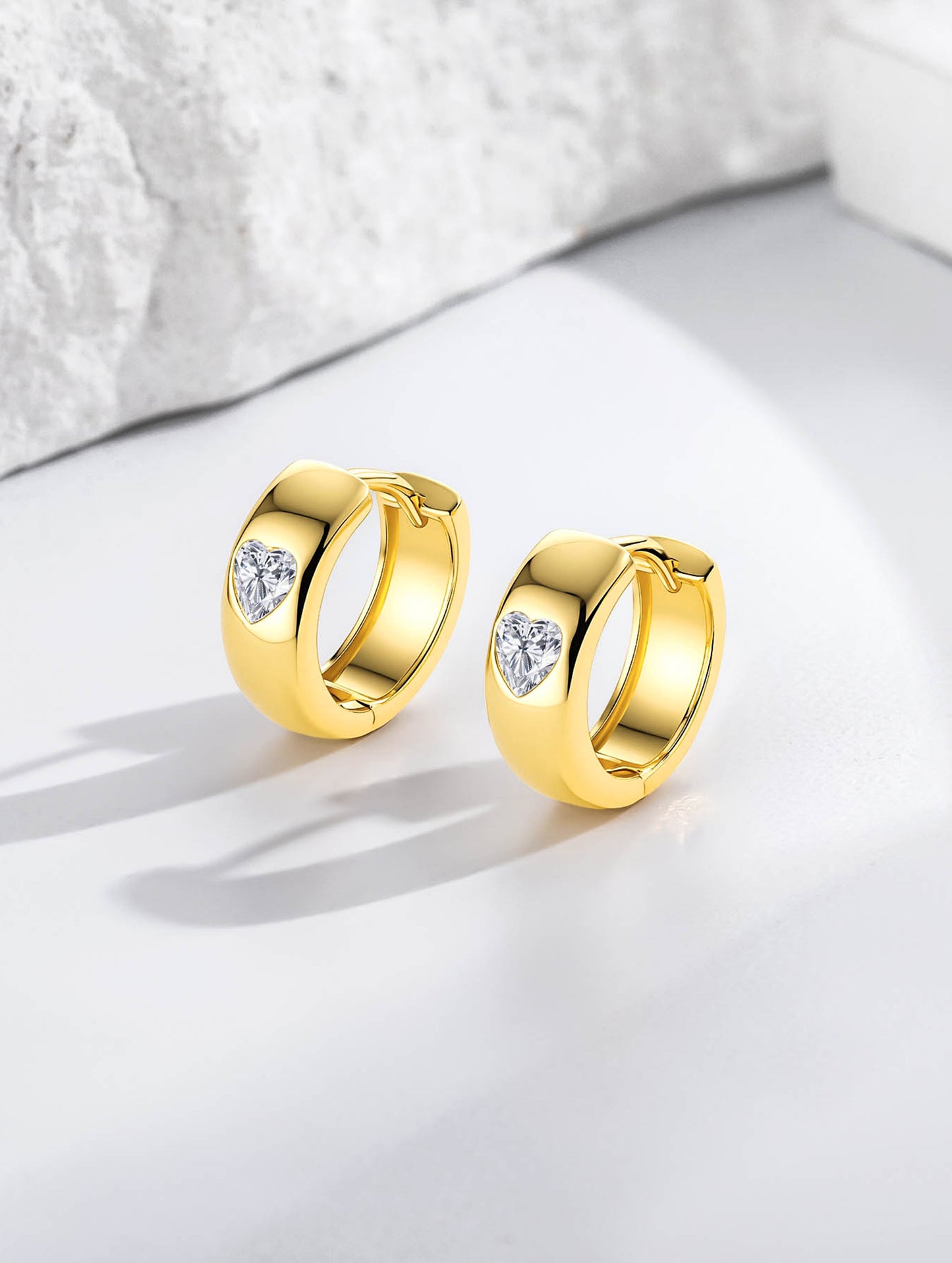 LUMINOUS HEART HOOP EARRINGS