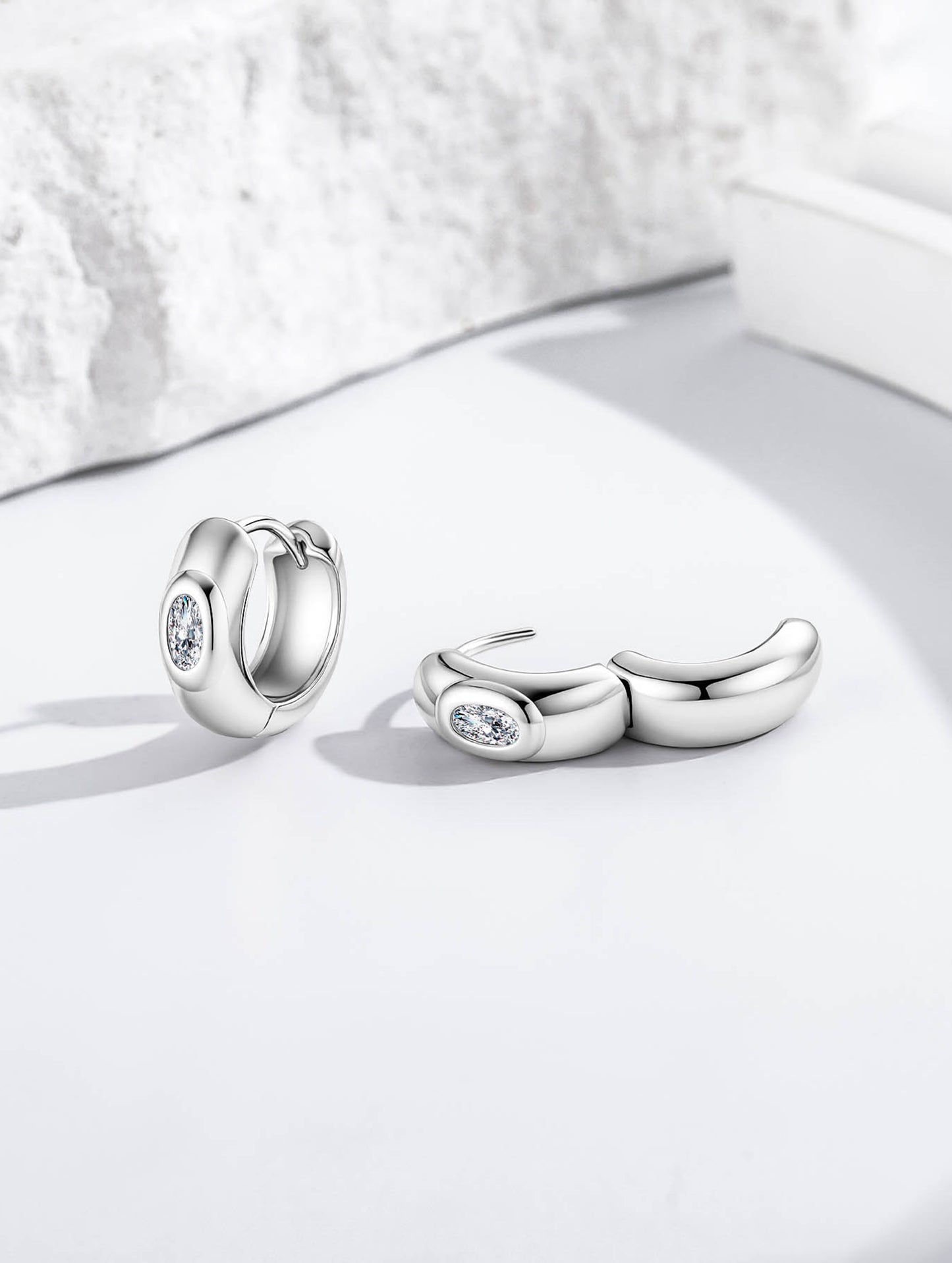 SILVER SERENITY HOOPS EARRINGS