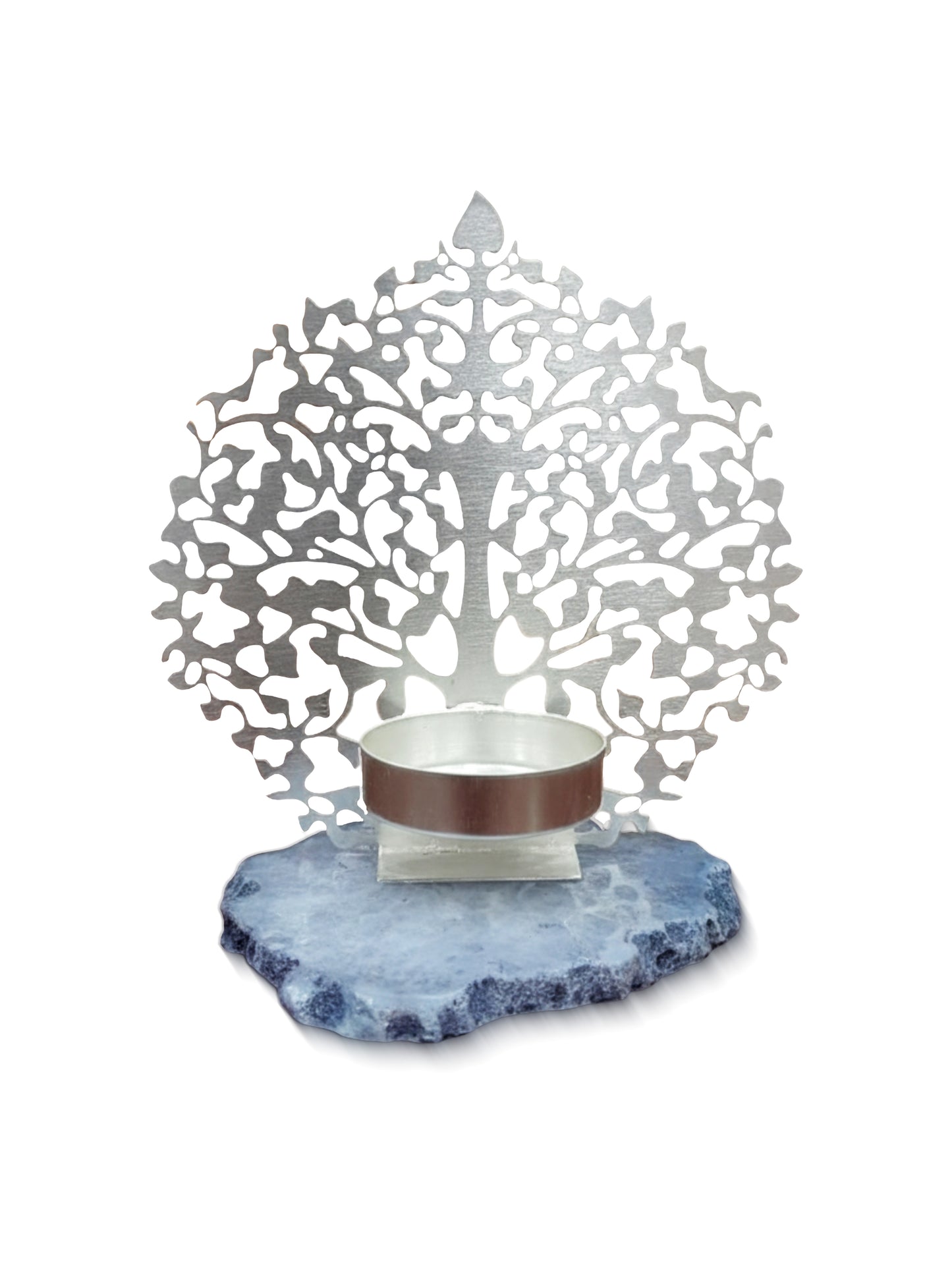 Silver Coated Tree Aura Candle Holder