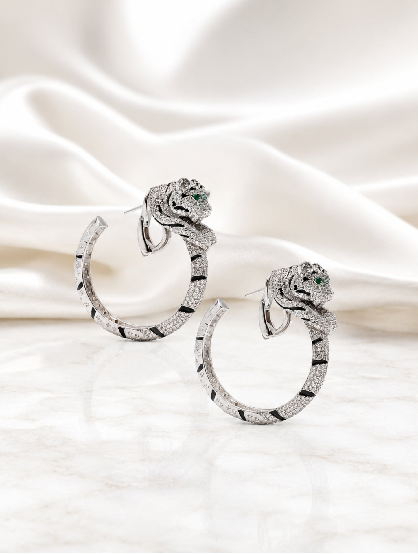 Premium Emerald Panther Luxe Hoops