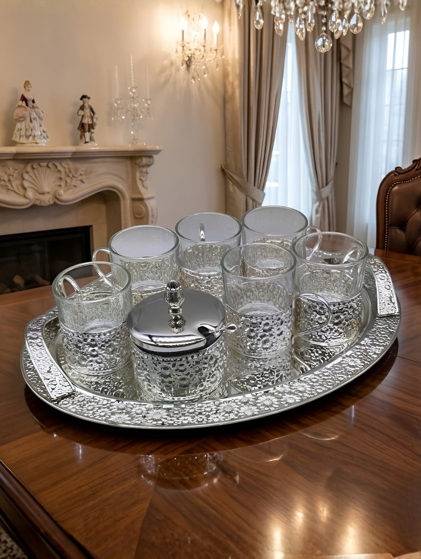 Moroccan-Style Silver Tea Serving Set