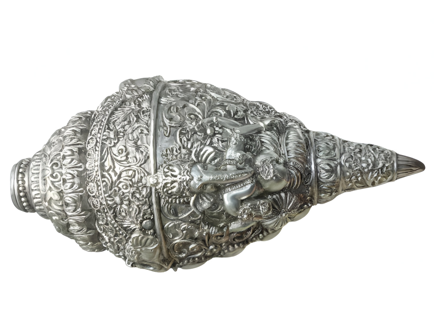 Silver Coated Vighnaharta Ganesh Shankh
