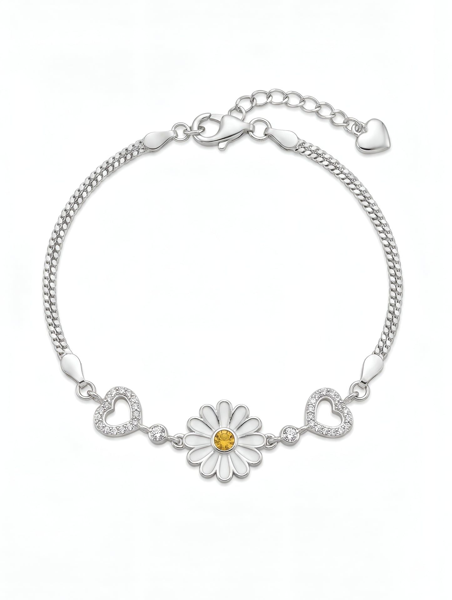 Sunlit Daisy Heart Bracelet