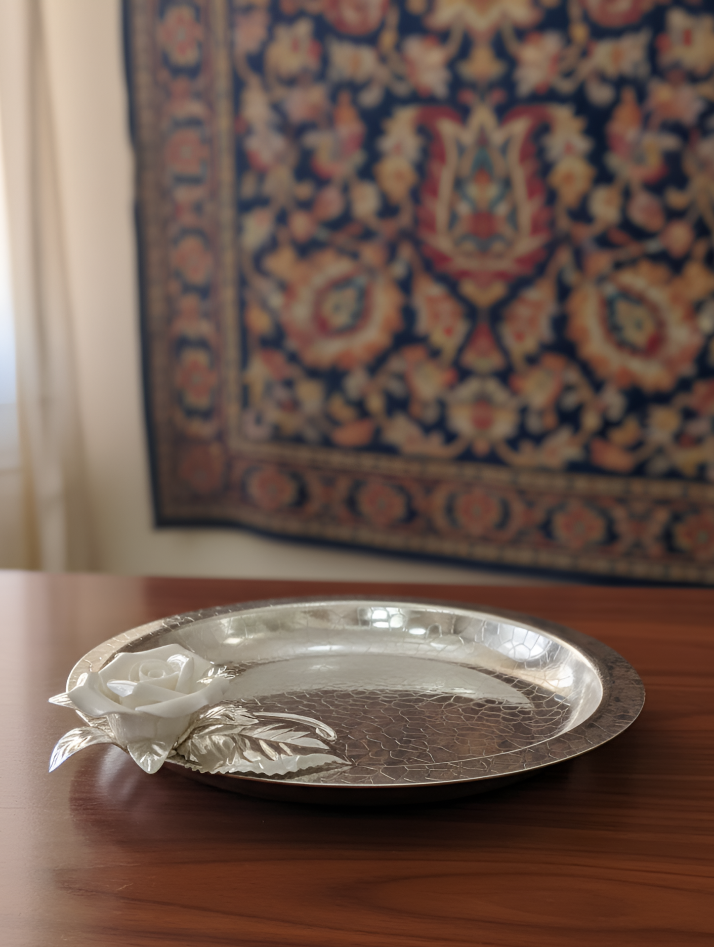 Silver Coated Rose Decorative Tray