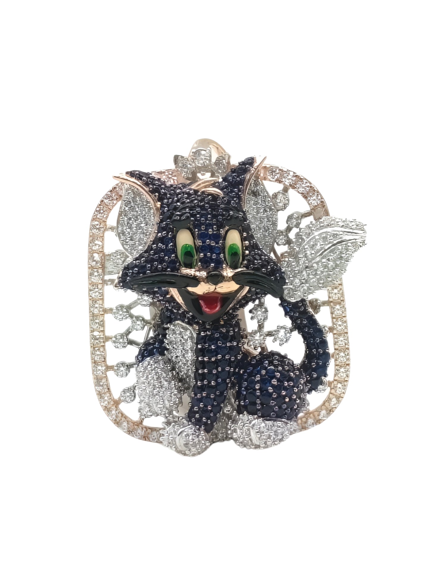 Premium Midnight Whiskers Crystal Brooch