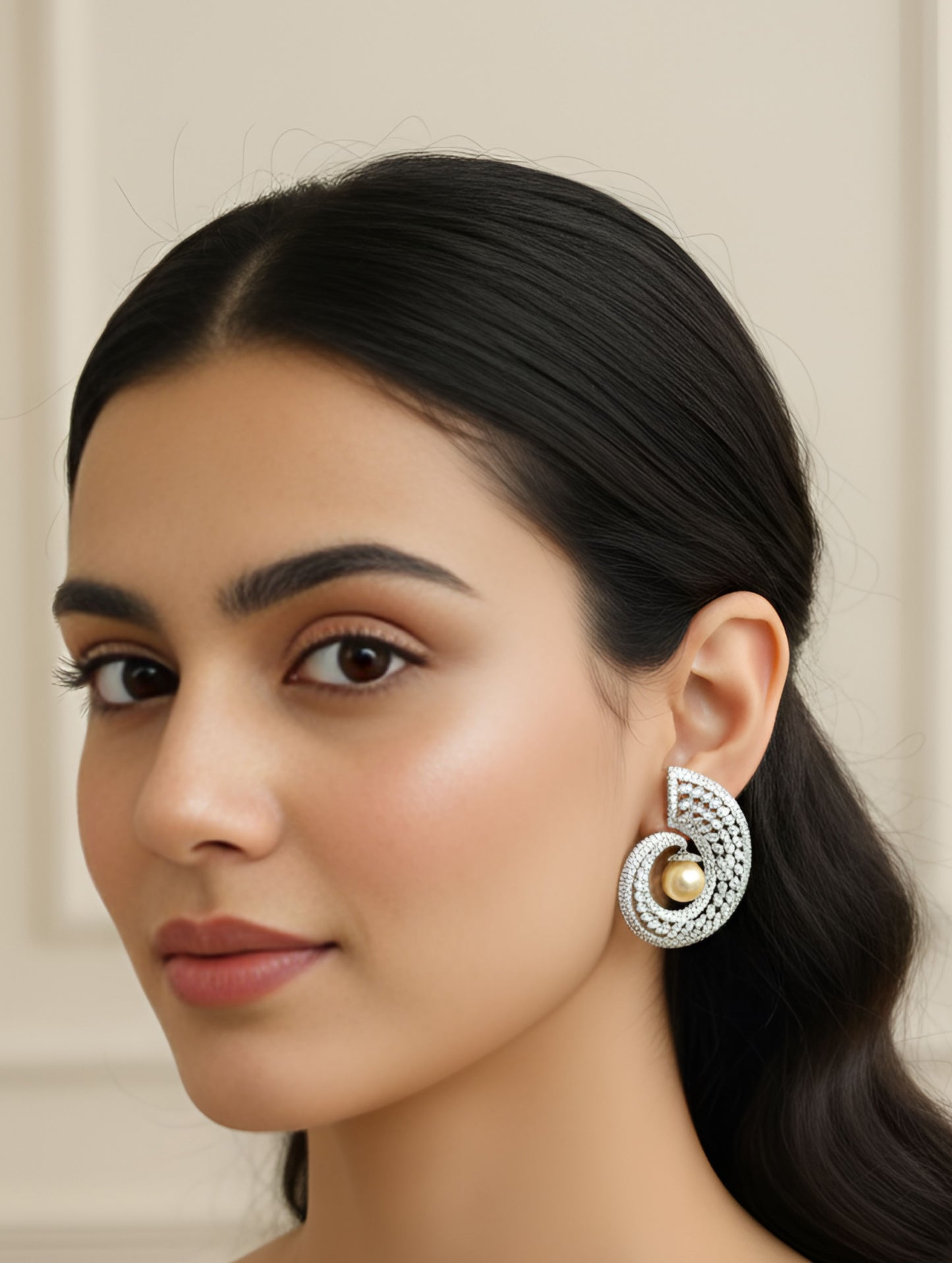 Premium  Celestial Pearl Swirl Earring