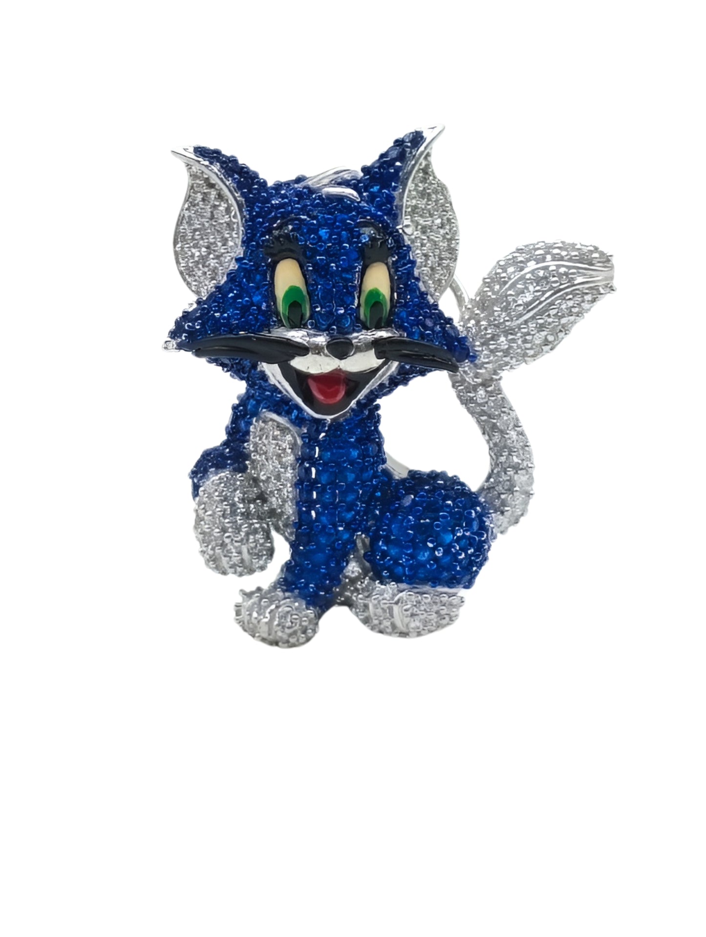 Premium Sapphire Purr Crystal Brooch
