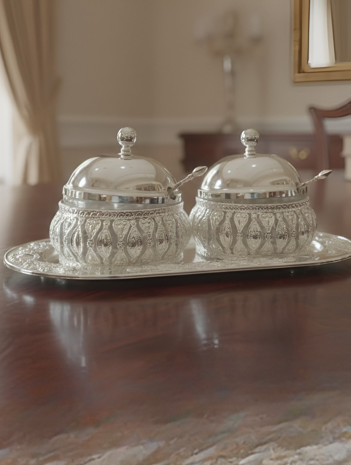 Silver Coated  Elite Crystal Serve ware