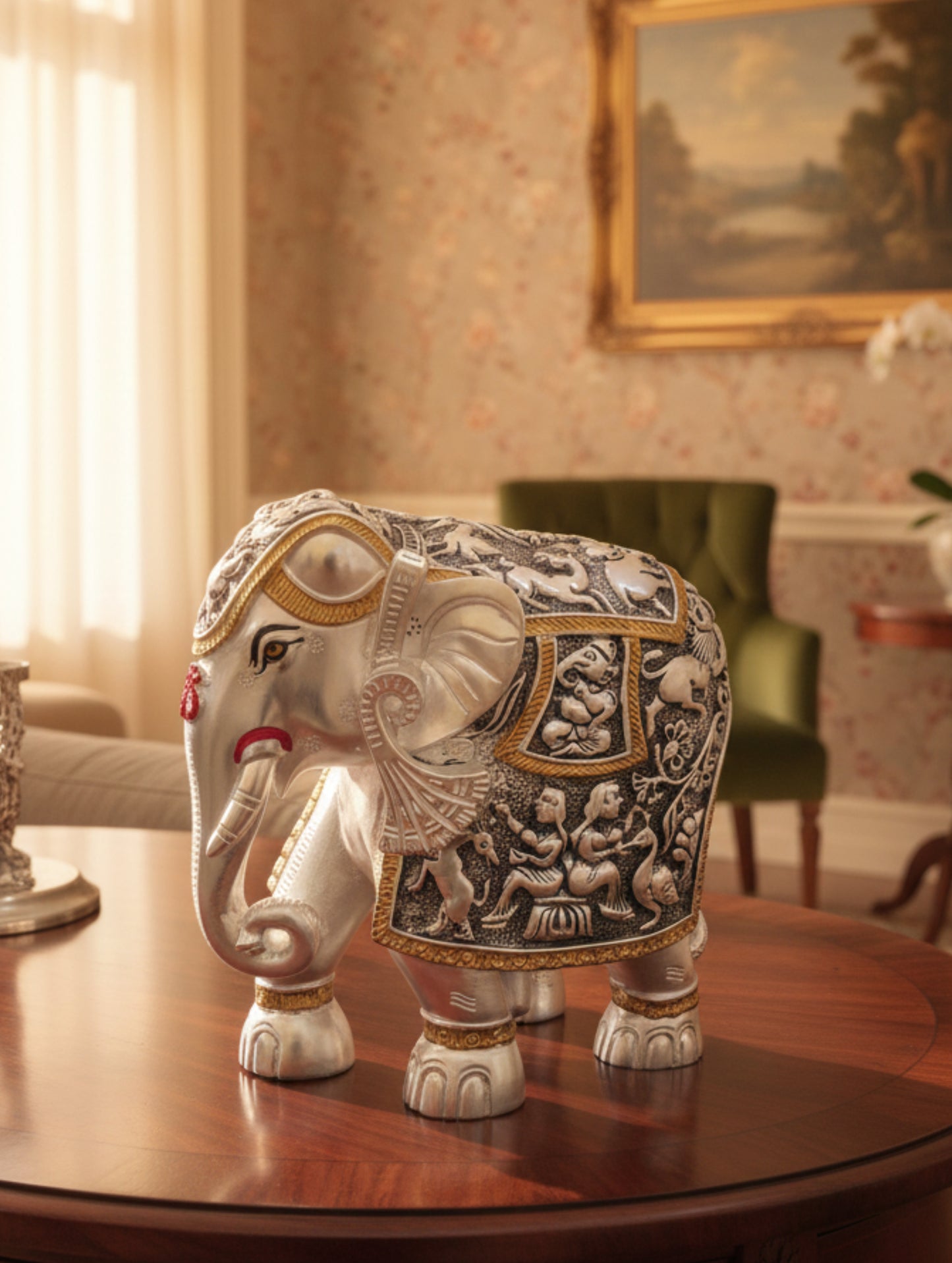 Regal Silver Coated Maharaja Elephant