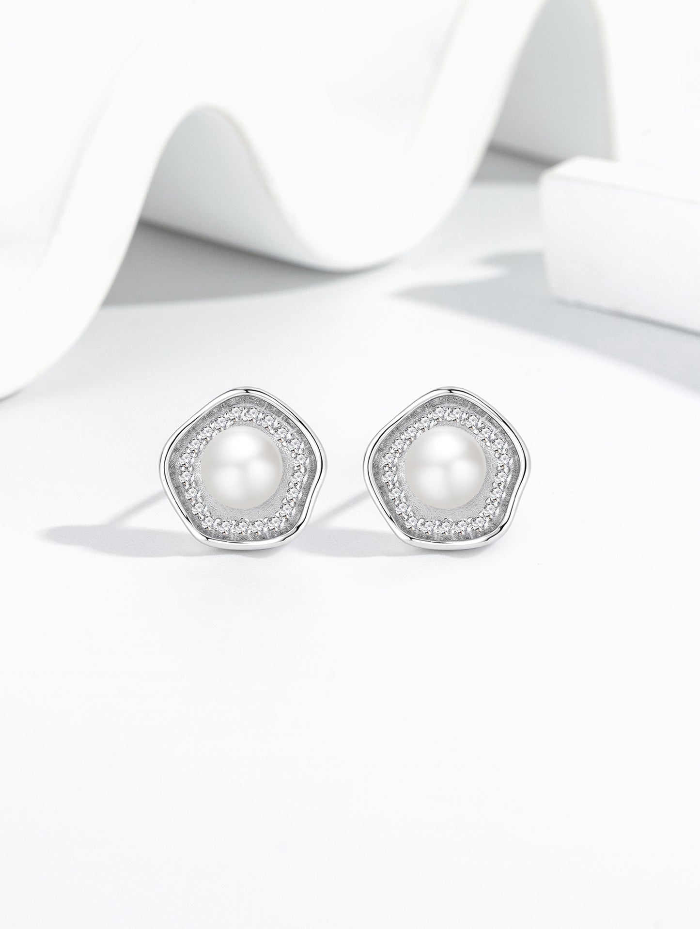 CELESTIAL PEARL HALO STUD EARRINGS