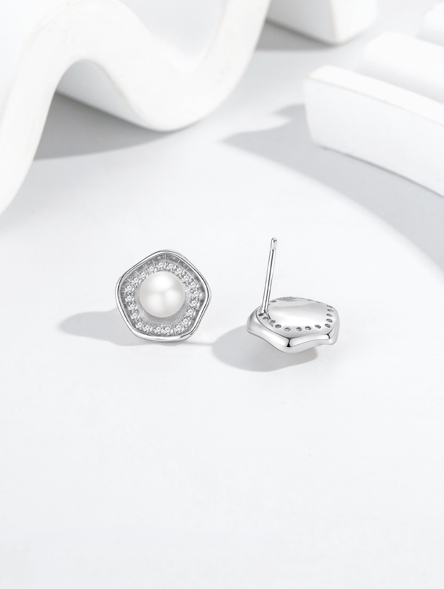 CELESTIAL PEARL HALO STUD EARRINGS
