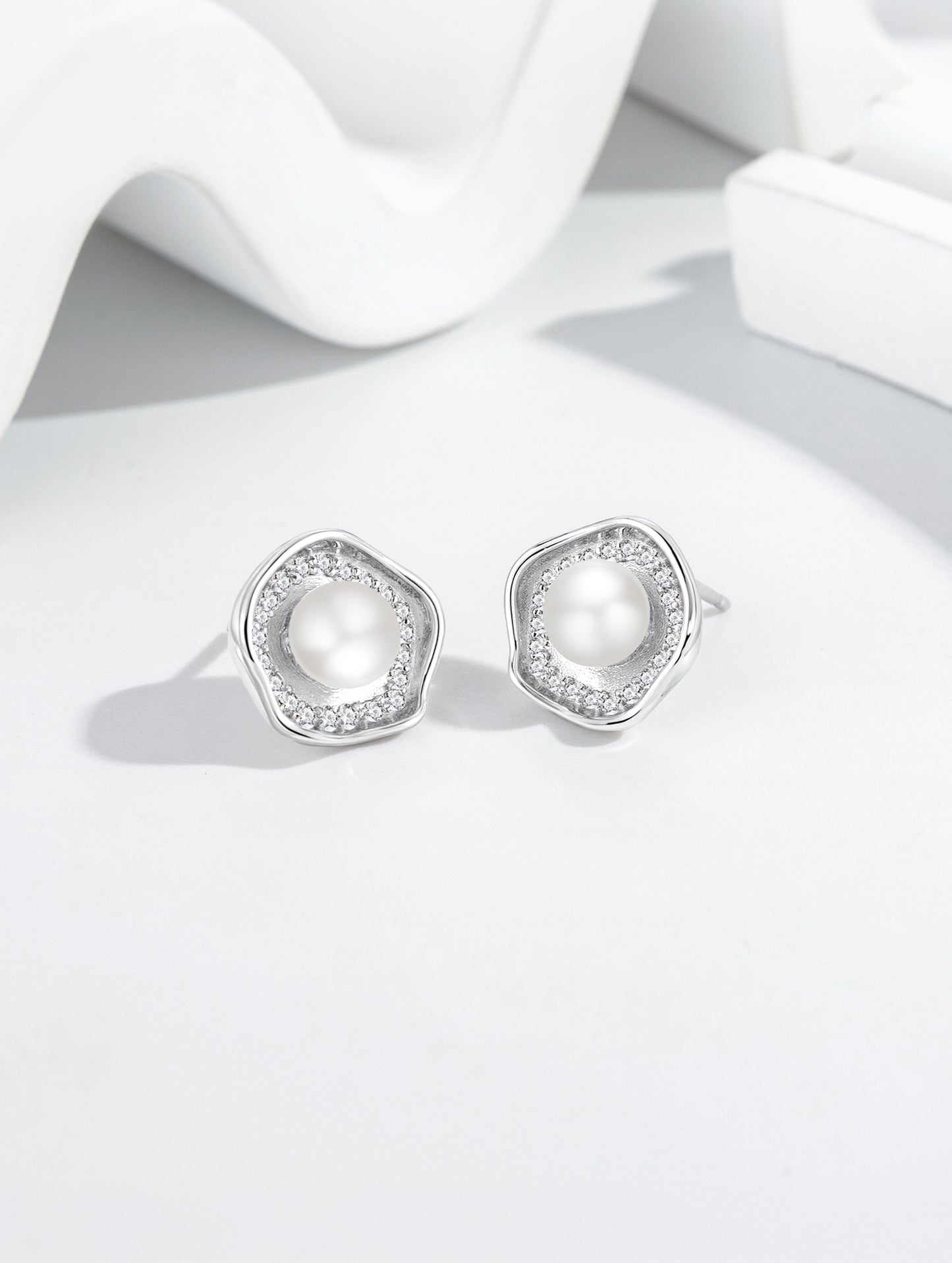 CELESTIAL PEARL HALO STUD EARRINGS