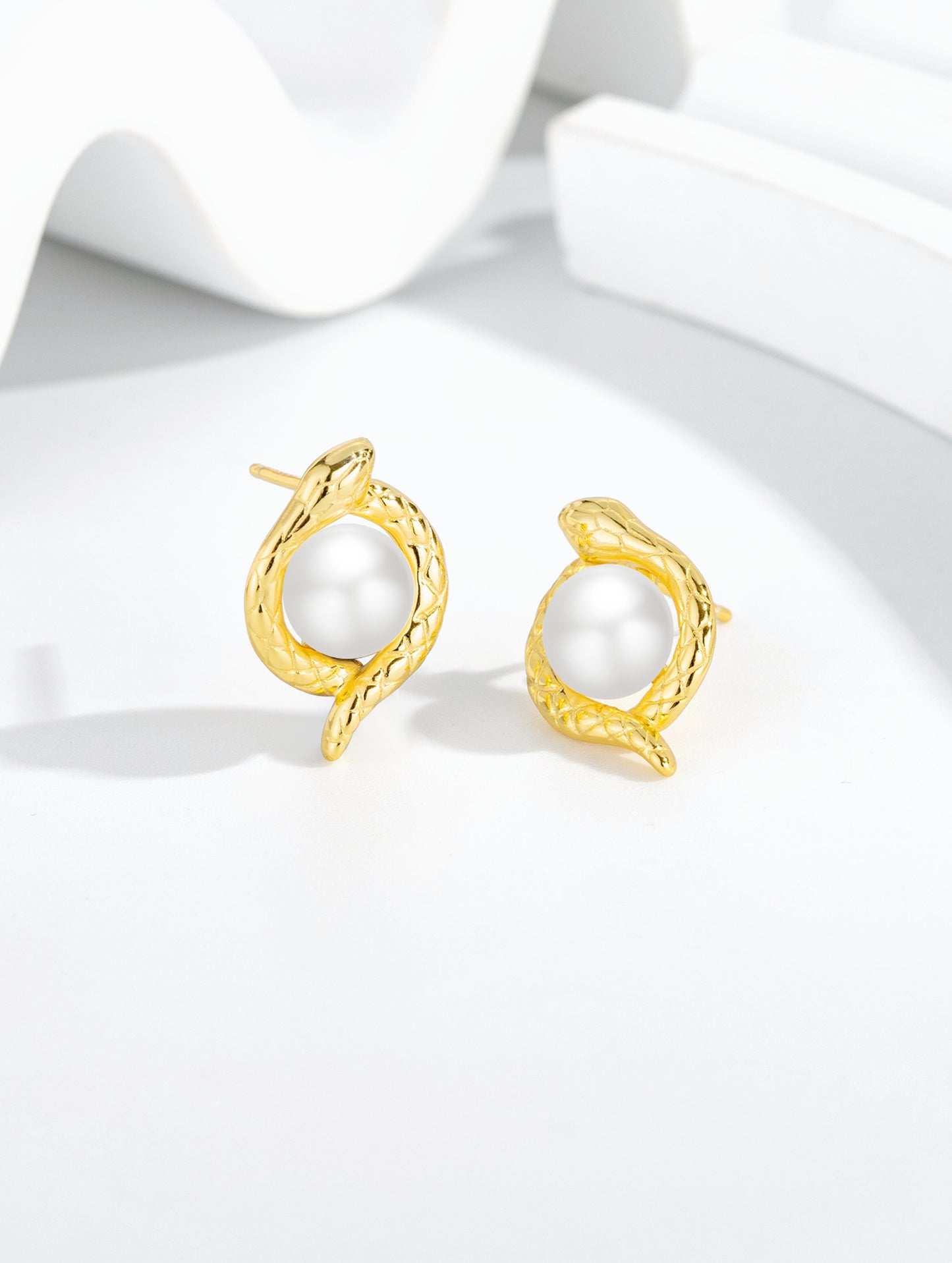 GOLDEN SERPENT STUD EARRINGS