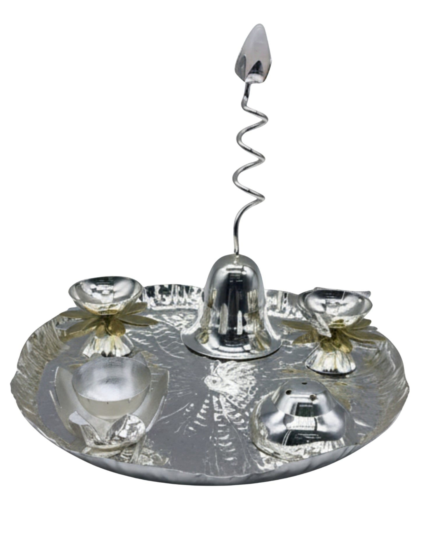 Spiral Grace Silver Pooja Thali