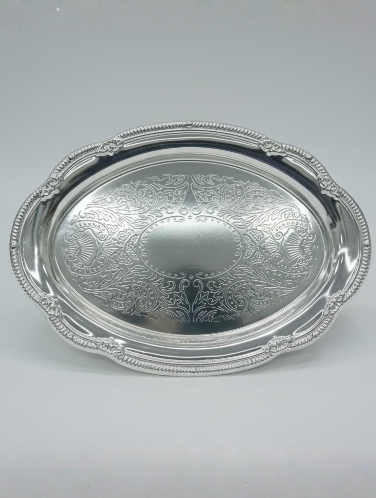 Victorian Elegance Engraved Silver Coated Tray