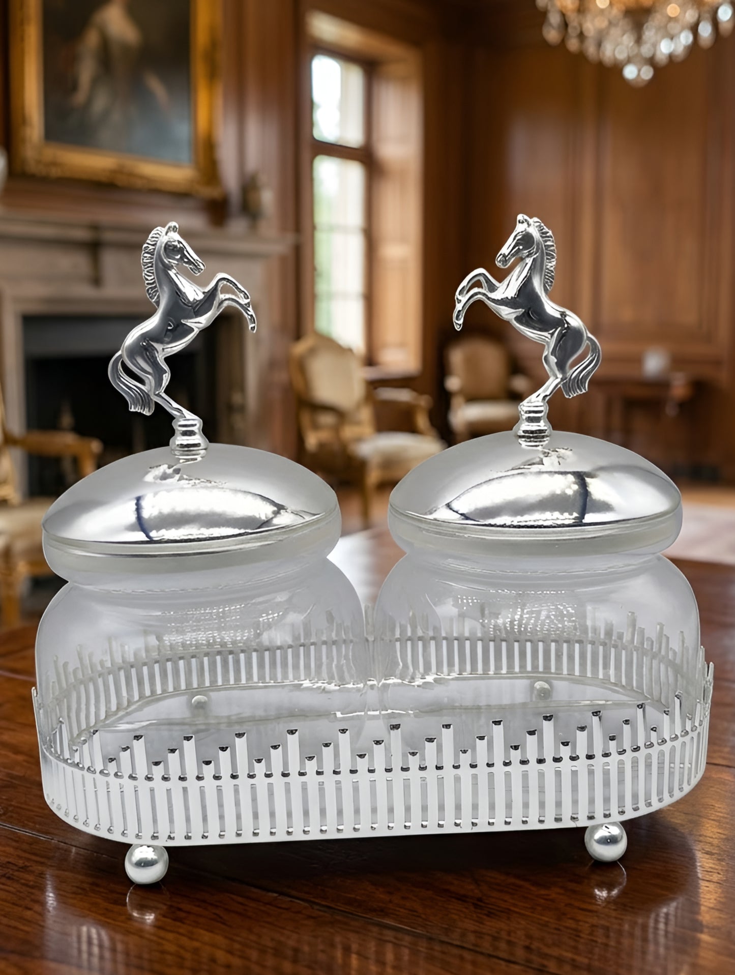 Silver Coated Dual Glass Canister Set