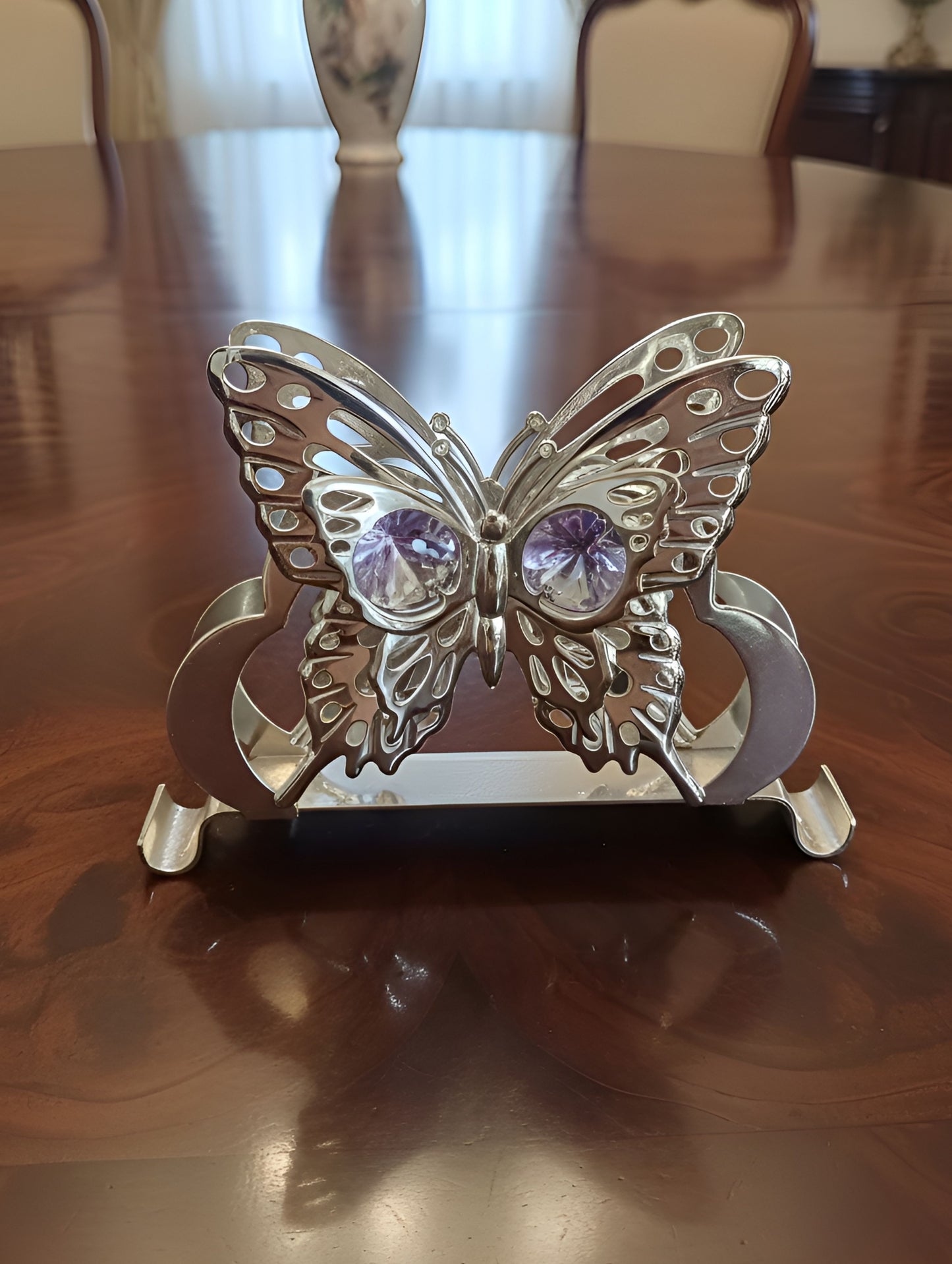 SILVER COATED BUTTERFLY NAPKIN HOLDER