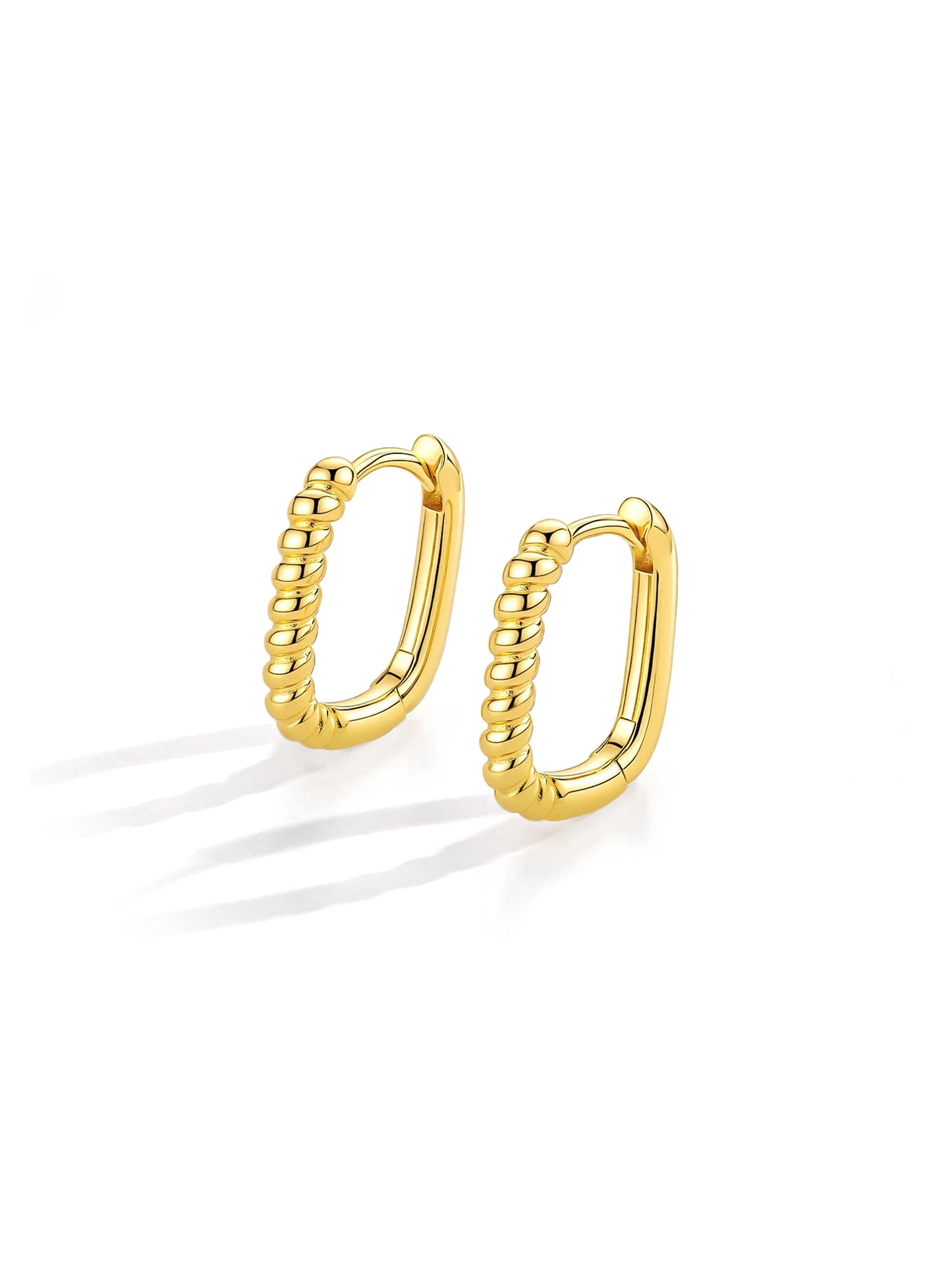 TWISTED GOLD OVAL HOOPS EARRINGS