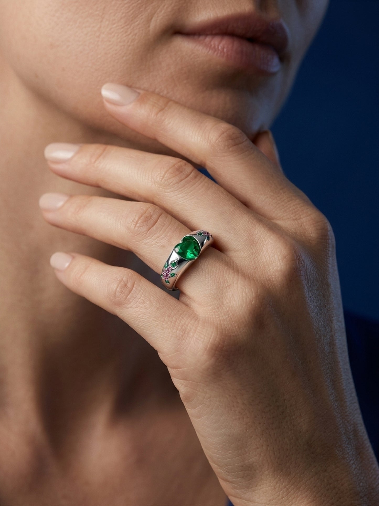 Emerald Petal Ring