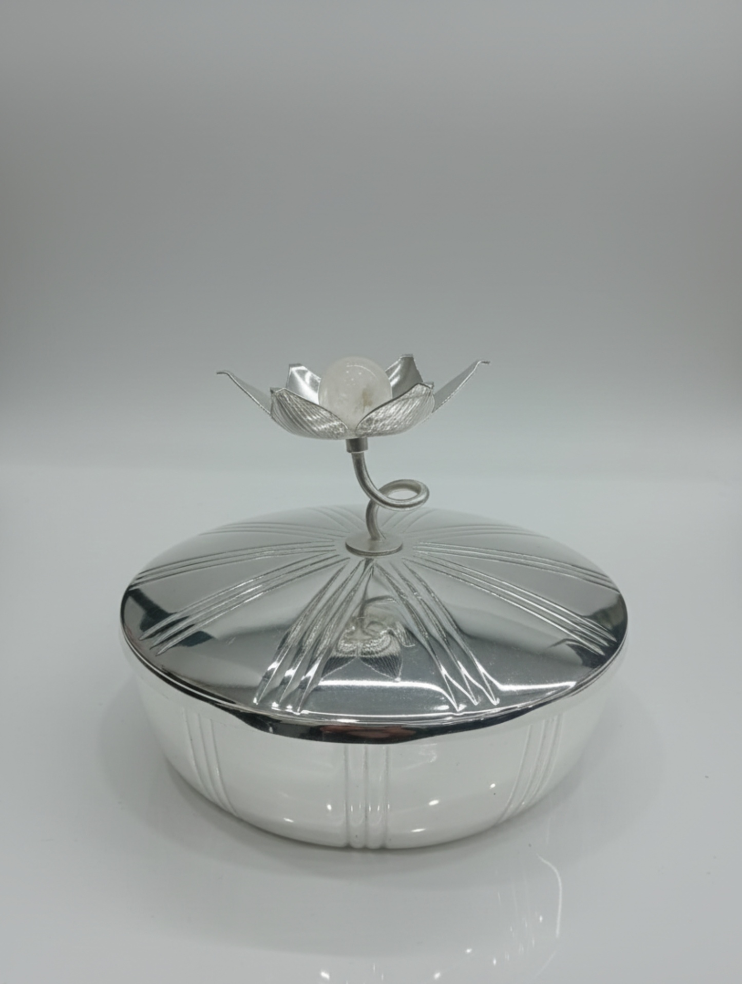 Silver Coated Lotus Lid Bowl