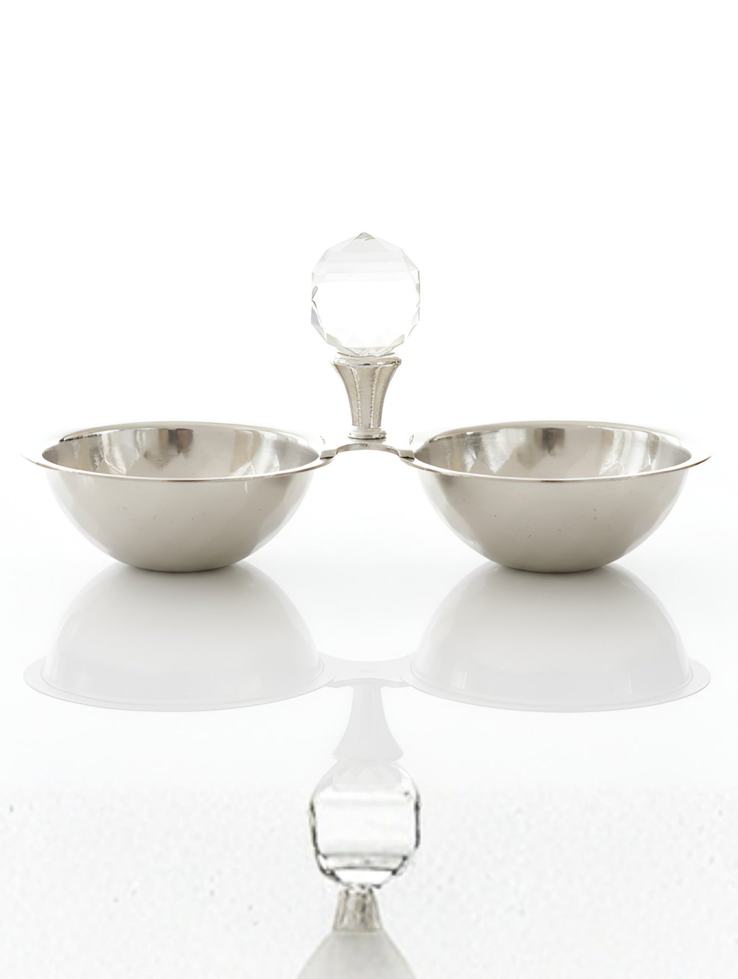 Silver Coated Opaline Crown Duo