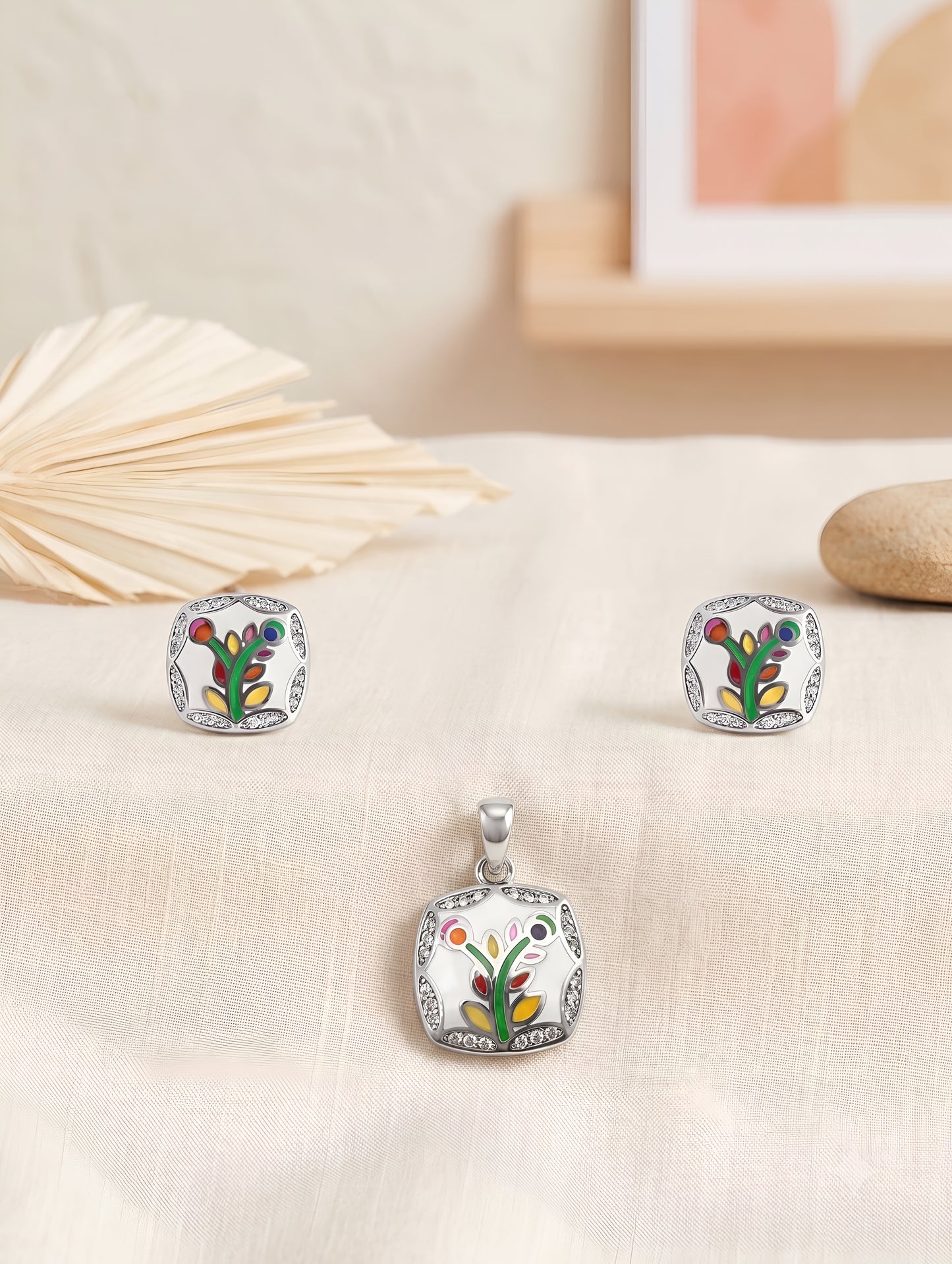 Rainbow Bloom Tree Kids Pendant Set