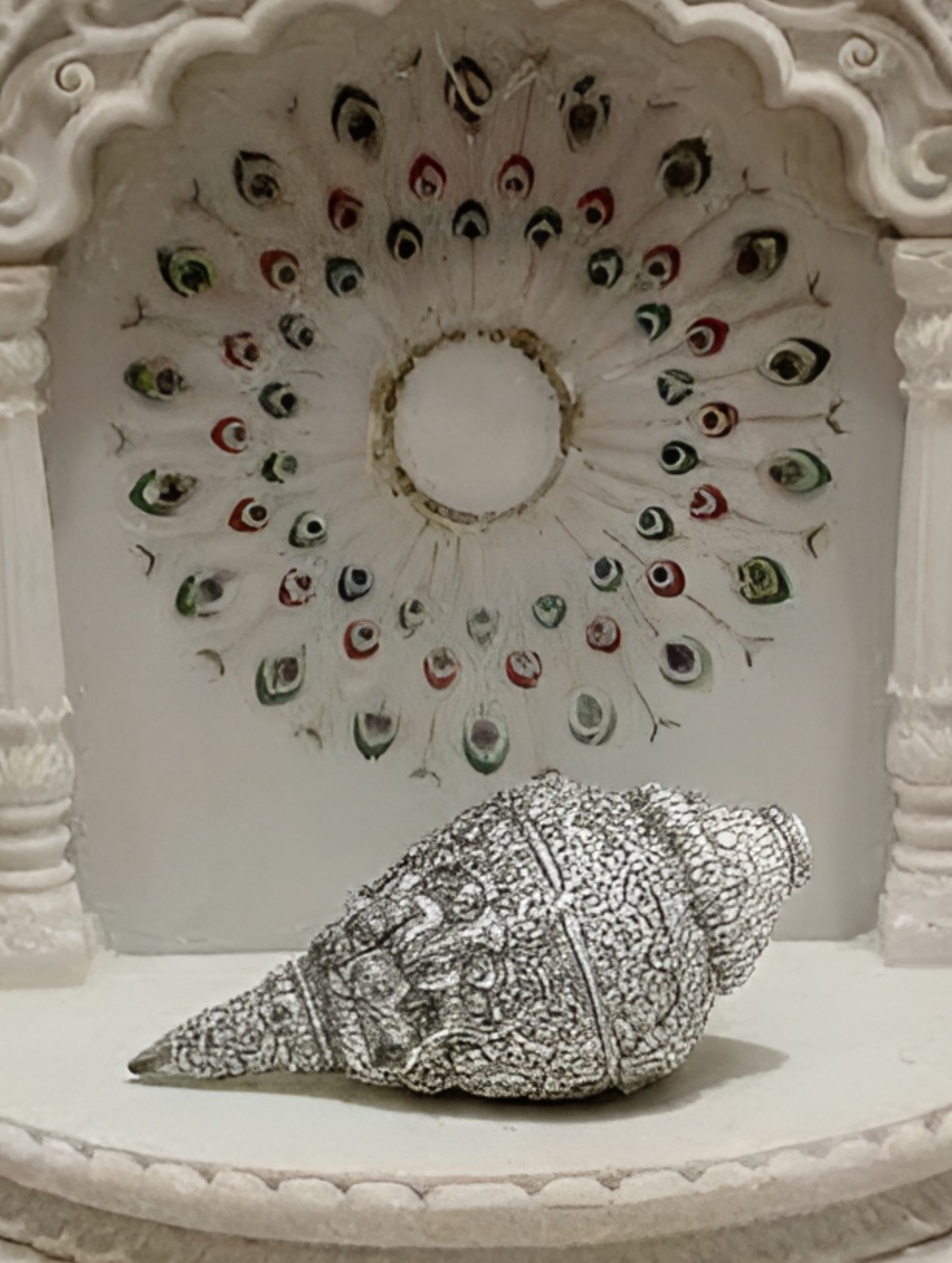 Silver Coated Vighnaharta Ganesh Shankh