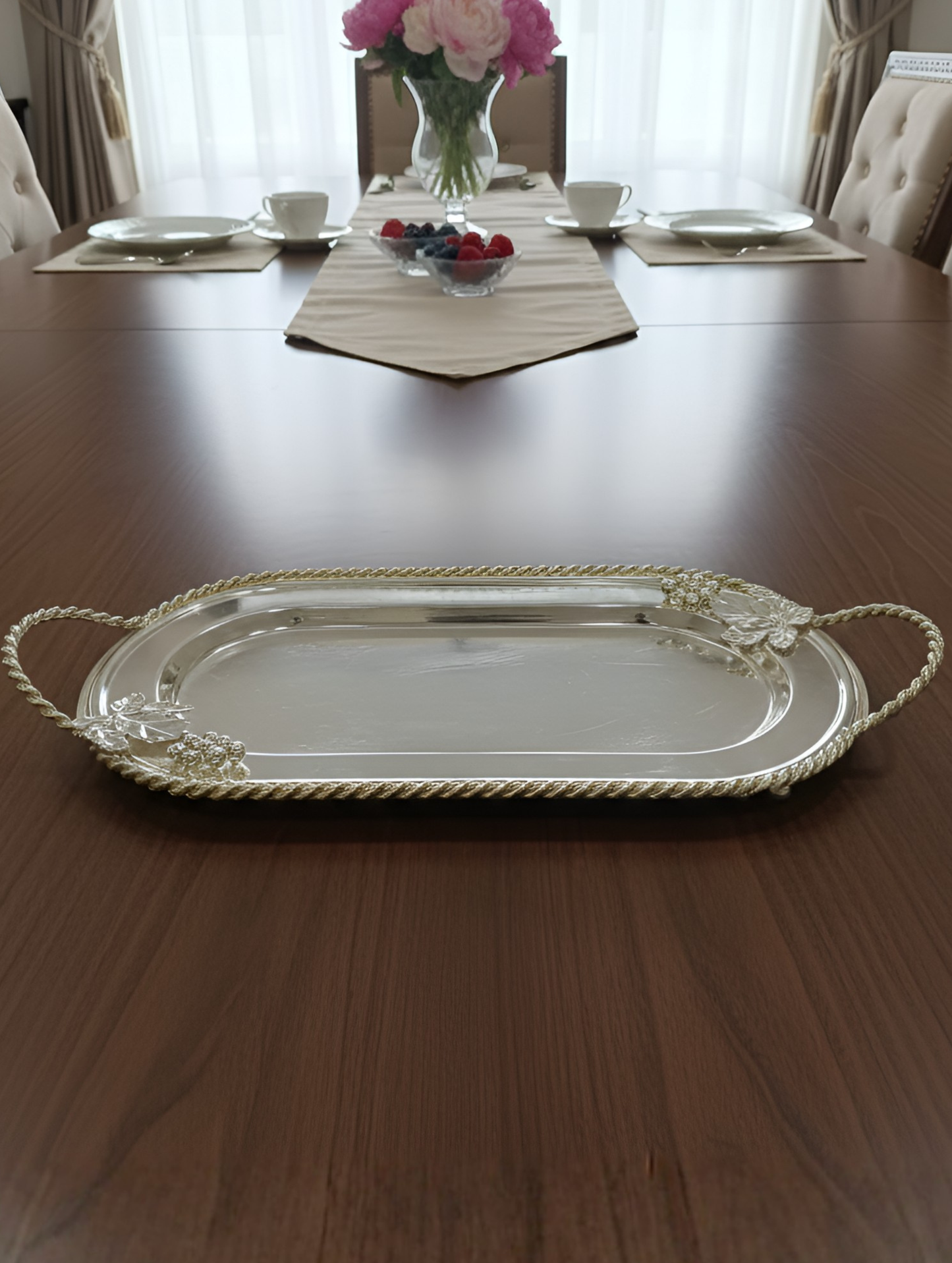 Regal Rope Edge Silver Coated Tray