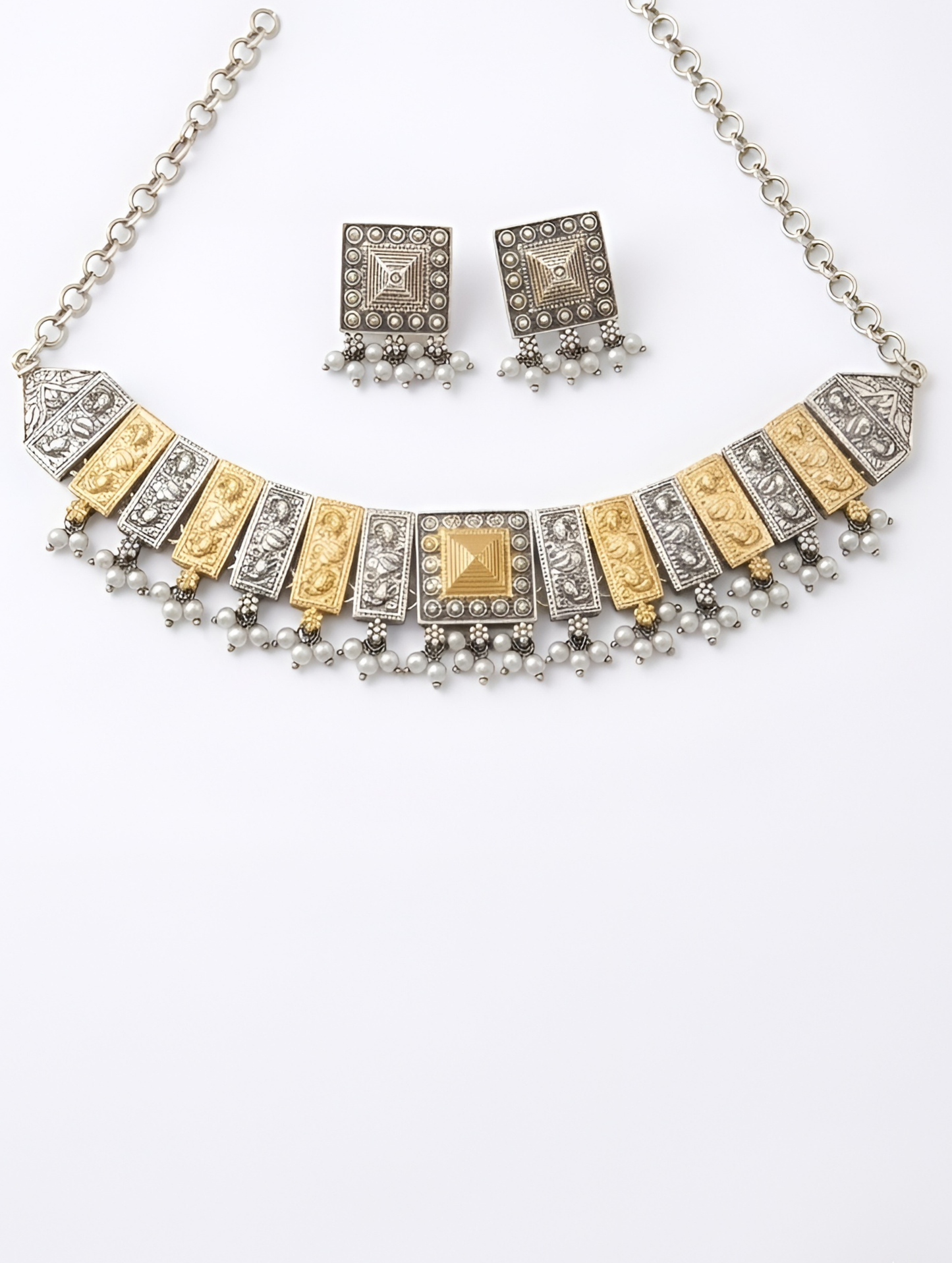 Nayab Dual-Tone Choker Necklace
