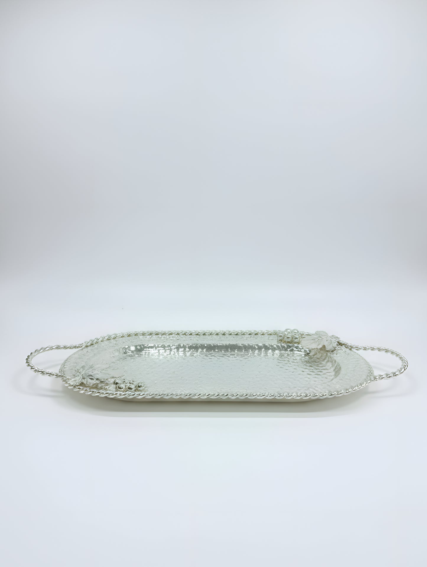 Grapevine Hammered Silver Coated Tray