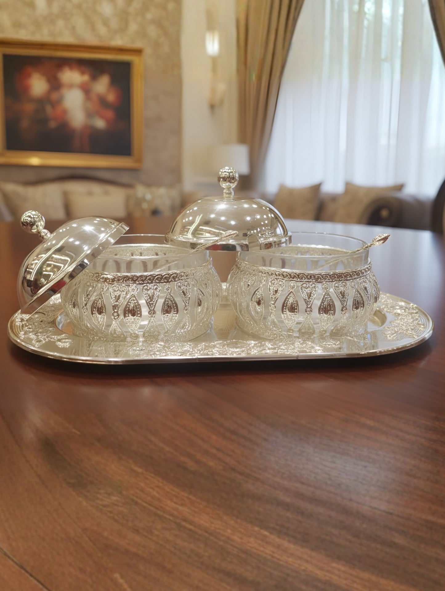 Silver Coated  Elite Crystal Serve ware