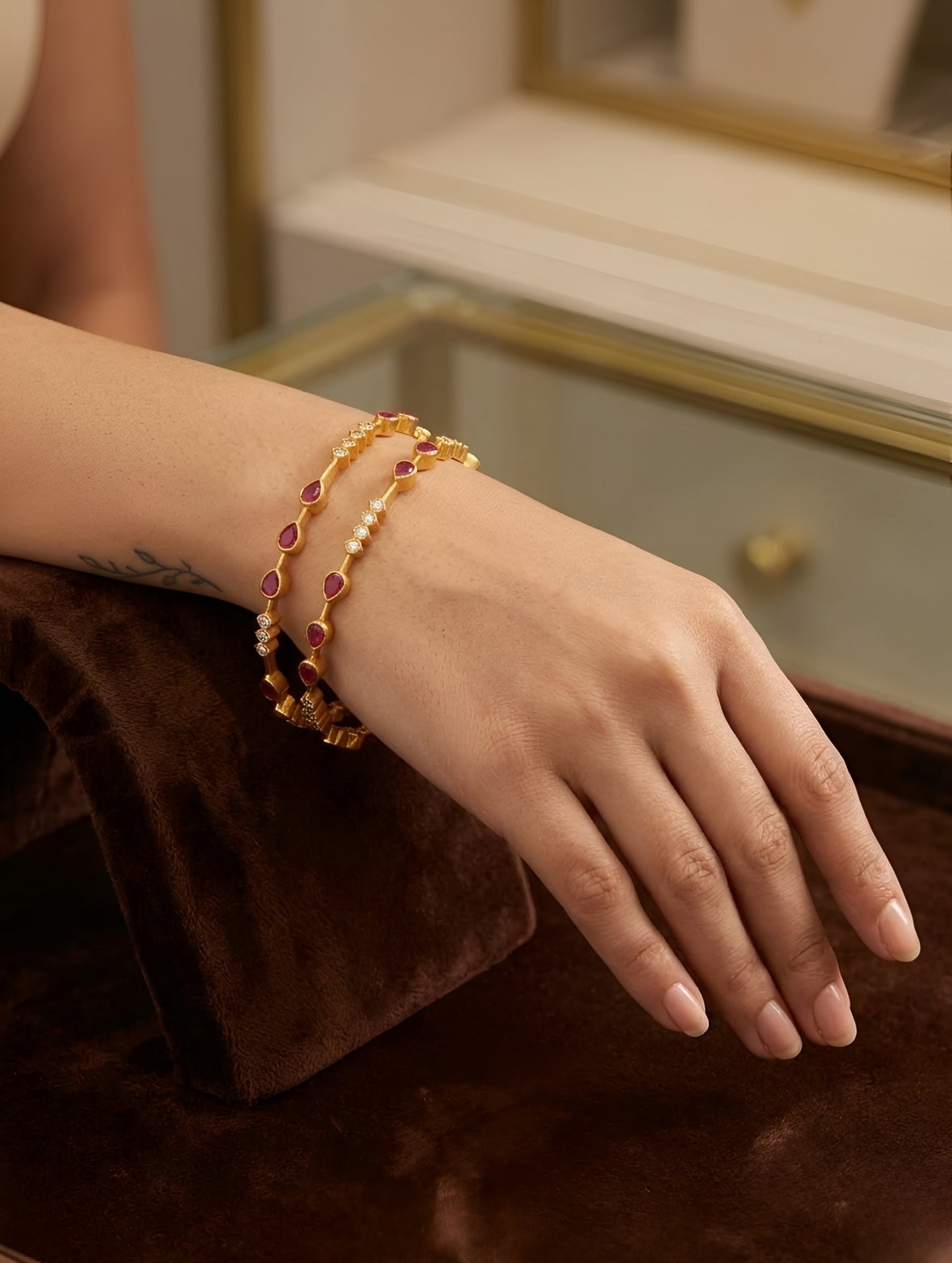 Nazakat  Golden Blossom Bangles