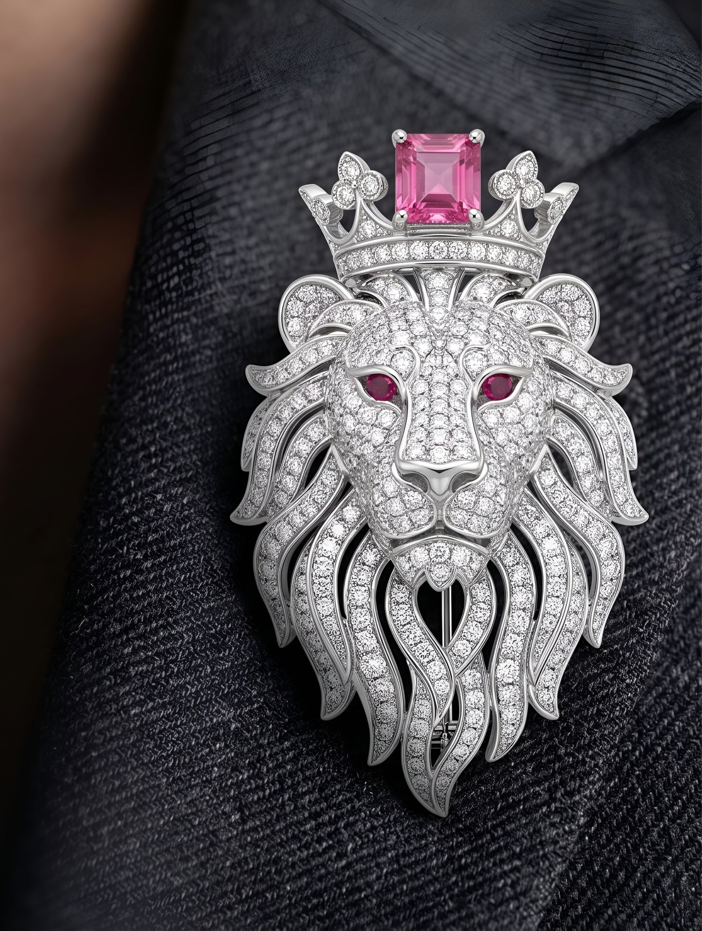 Royal Crimson Lion Brooch