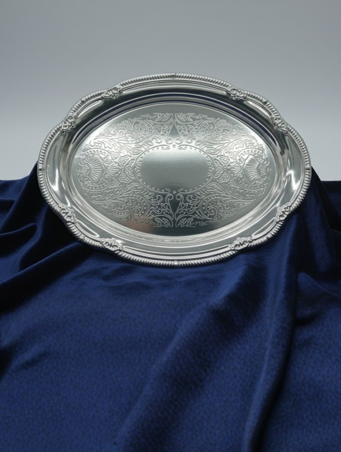 Victorian Elegance Engraved Silver Coated Tray