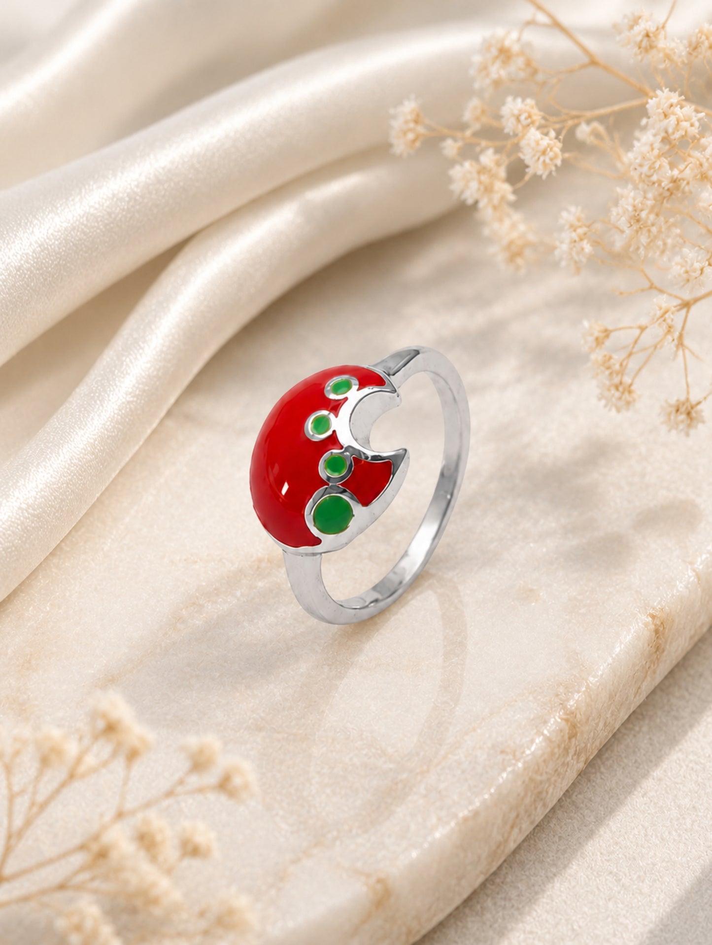 Crimson Ladybug Charm kids Ring