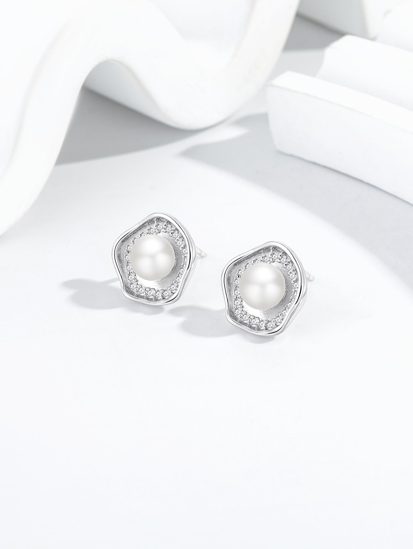 CELESTIAL PEARL HALO STUD EARRINGS