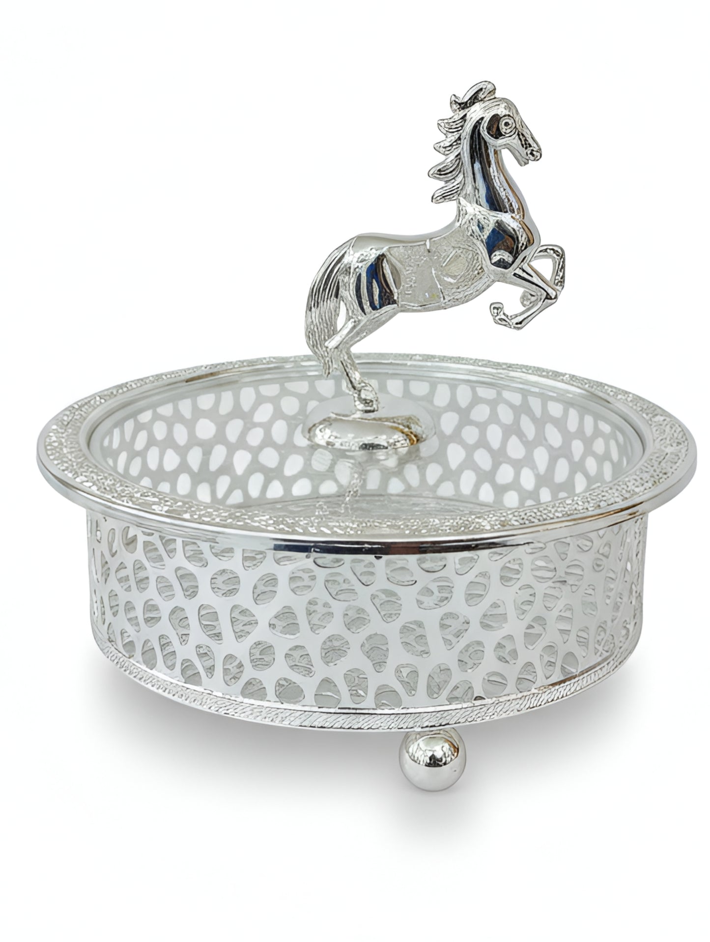 Silver  Coated Stallion Keepsake Tray