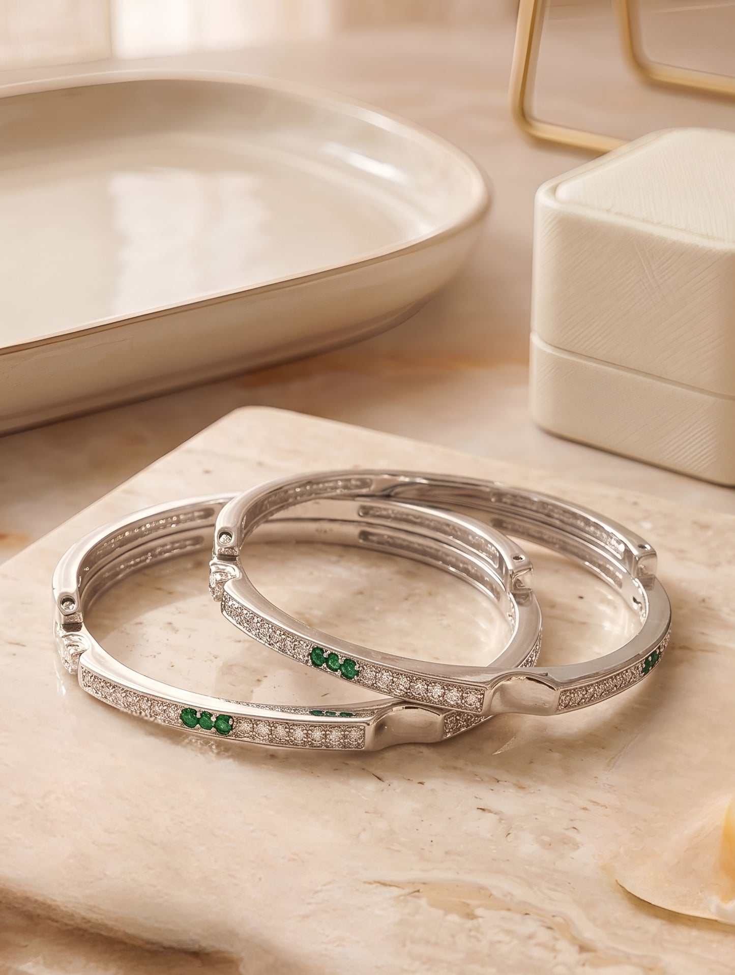 Emerald Whisper Elegance Bangles