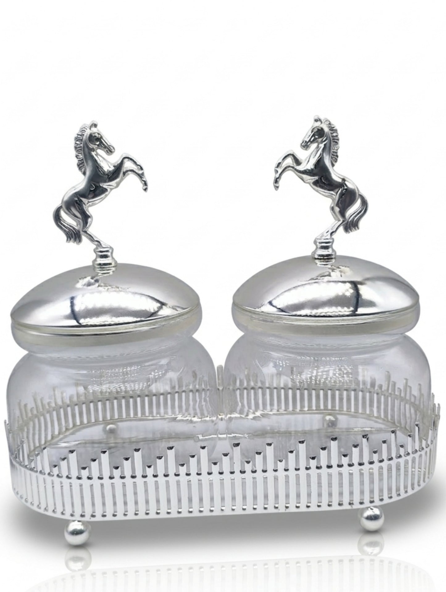 Silver Coated Dual Glass Canister Set