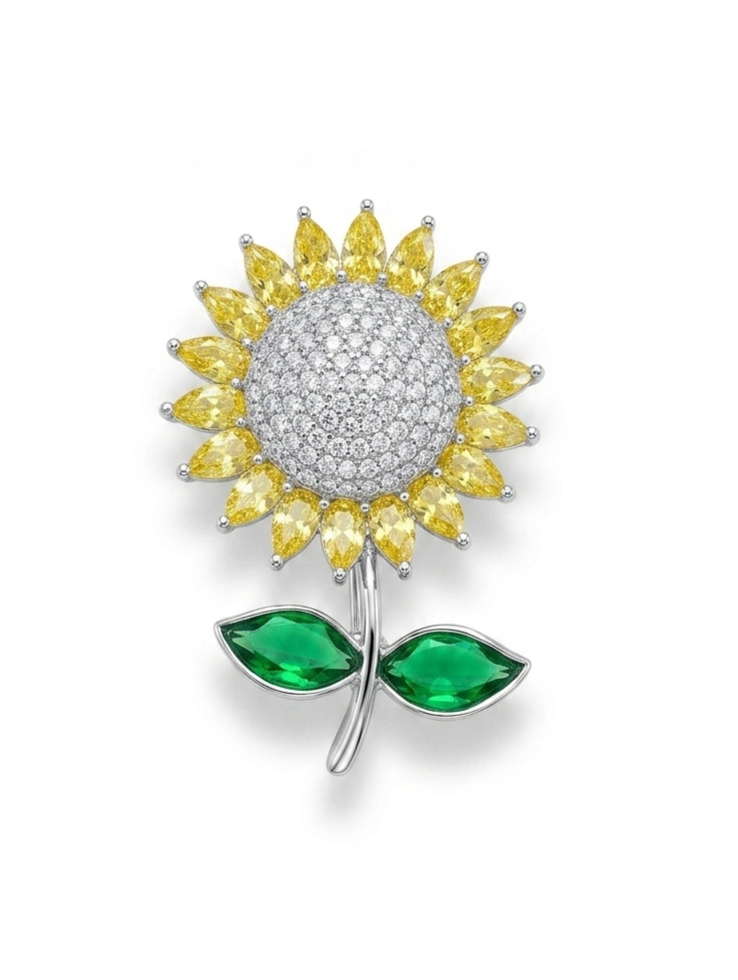Radiant Sunflower Crystal Brooch