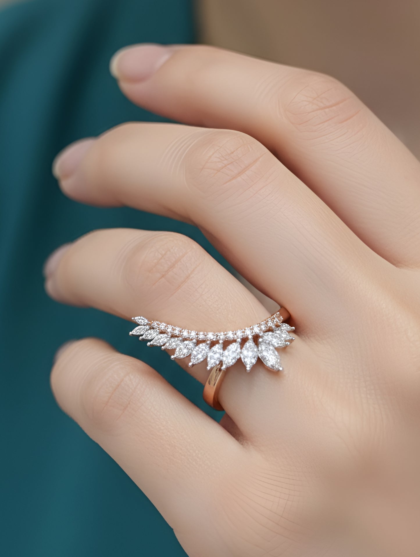 Premium Aurora Leaf Arc Ring