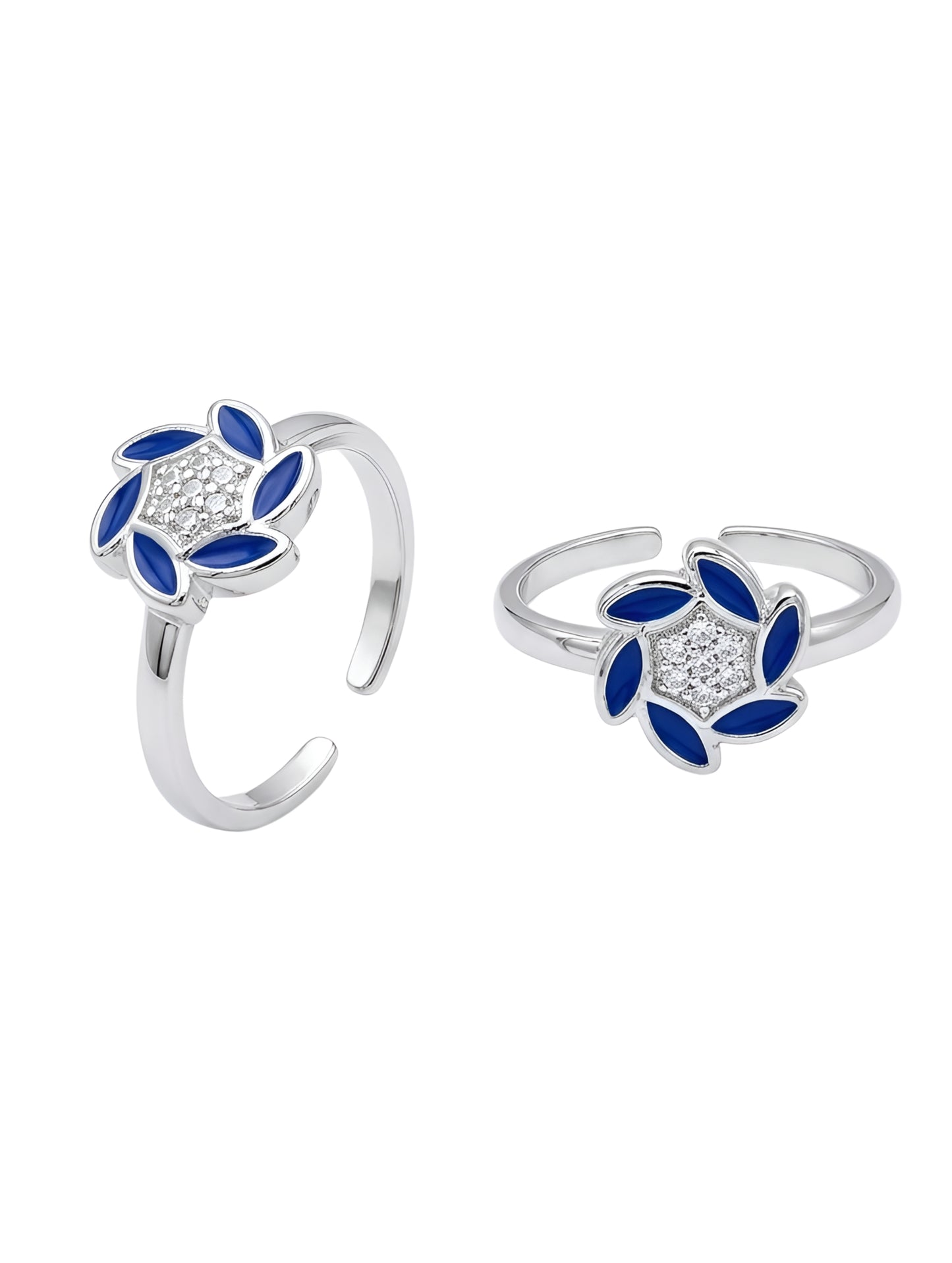 Royal Bloom Blue Silver Toe Ring