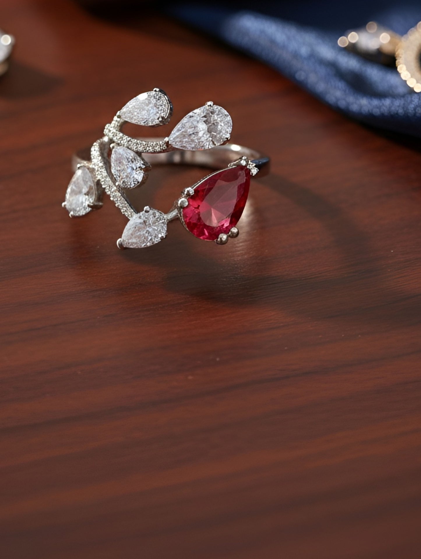 Premium Ruby Blossom Twine Ring