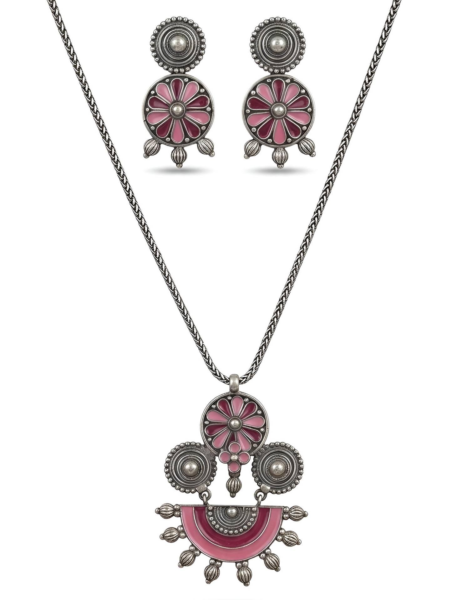 Noor Pink Enamel Necklace